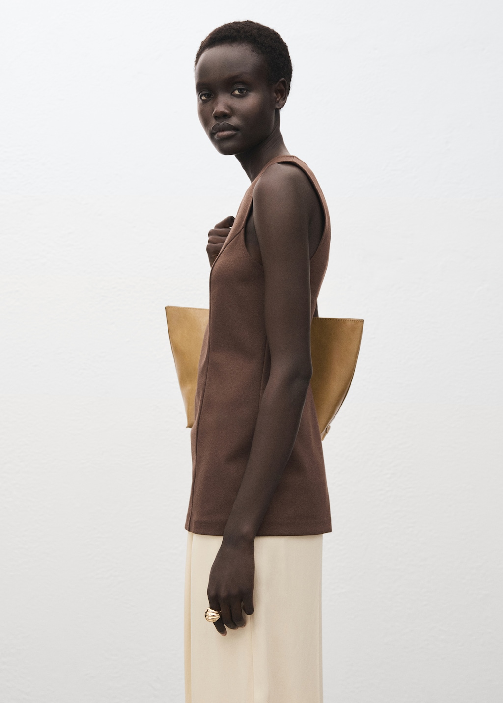 Mango Sleeveless top with stitching detail