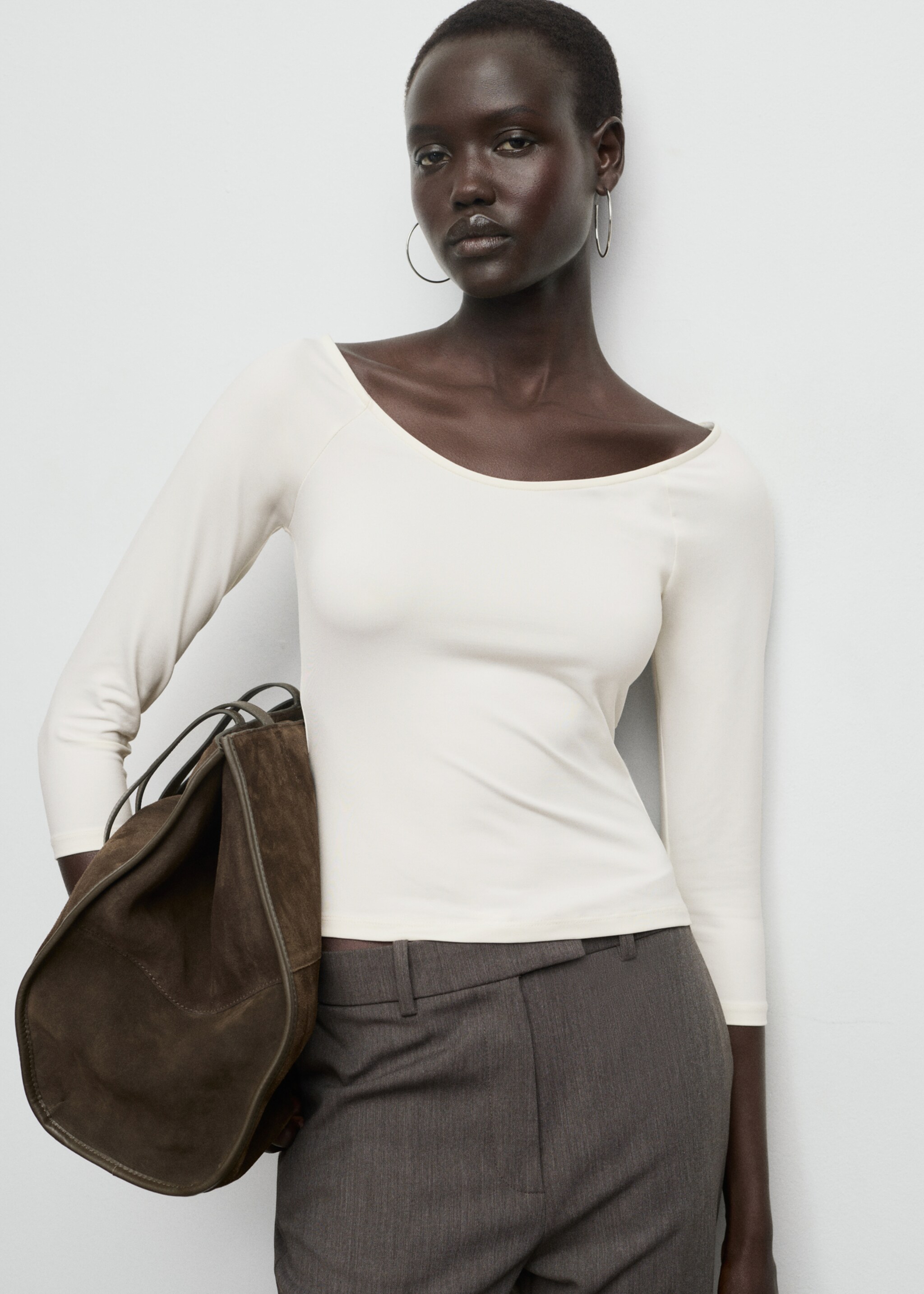 Three-quarter sleeve t-shirt - Medium plane, Ecru. Ref: 17065820-00.