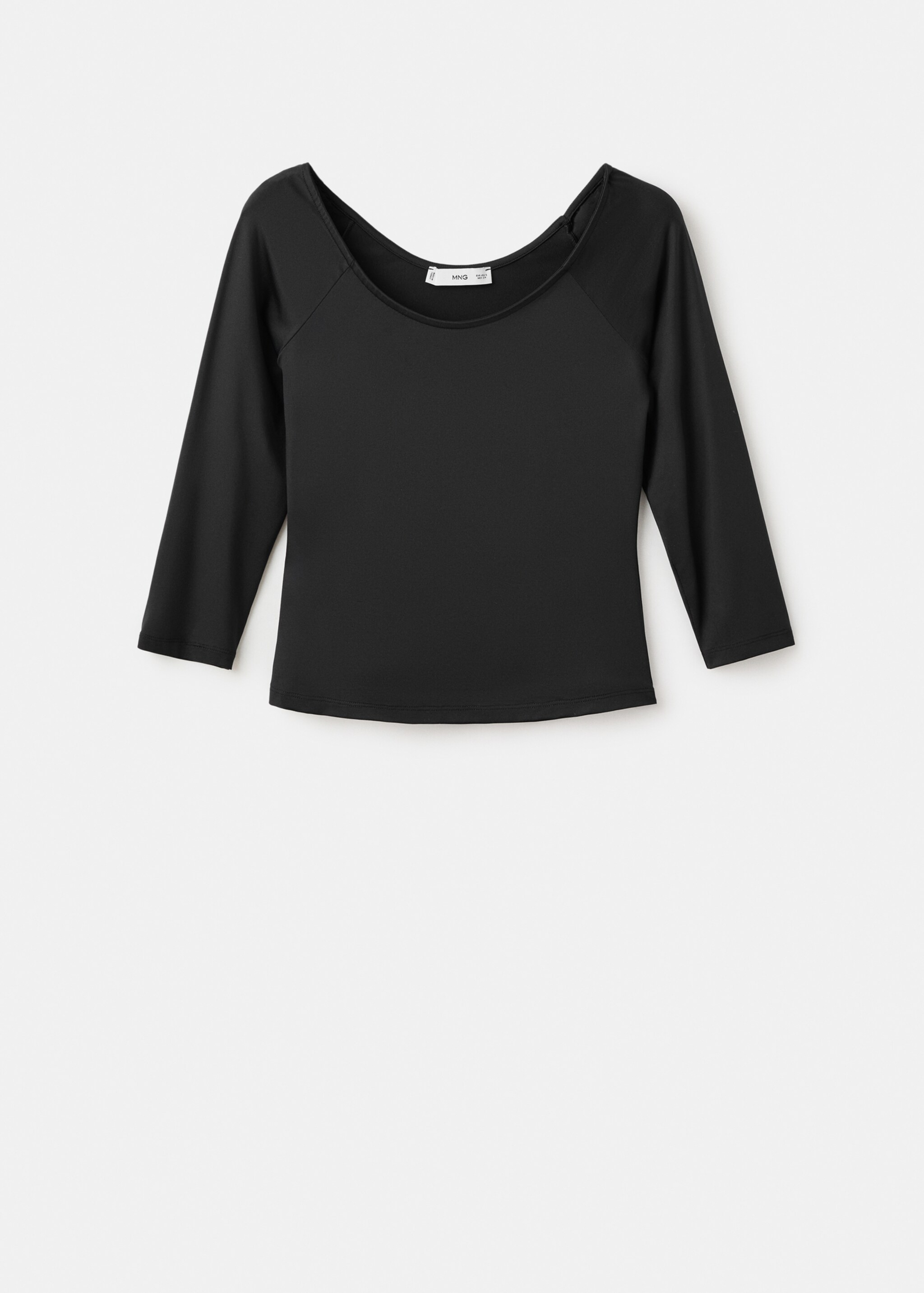 Three-quarter sleeve t-shirt - Article without model, Black. Ref: 17065820-00.