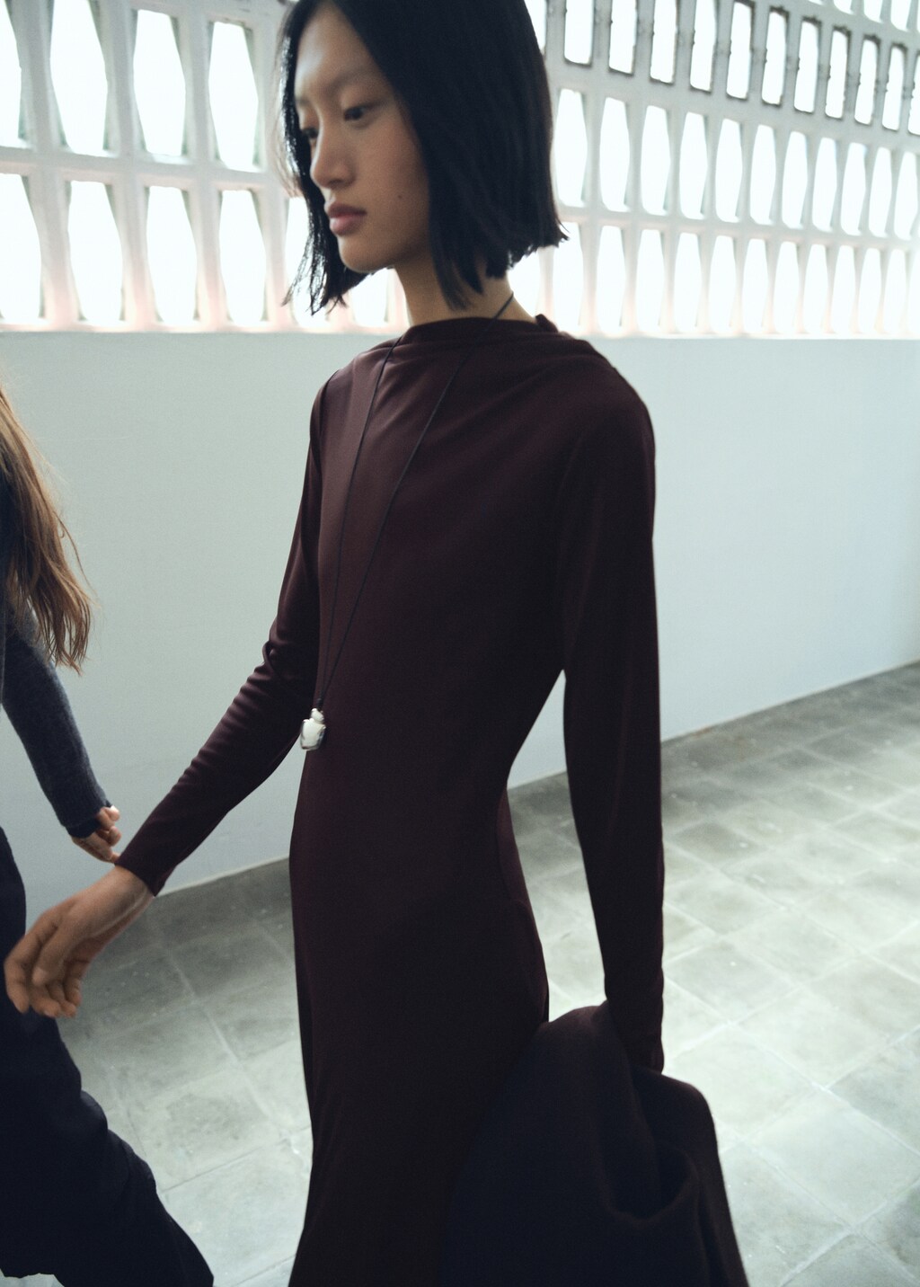 A-line dress with asymmetrical neckline - image 4