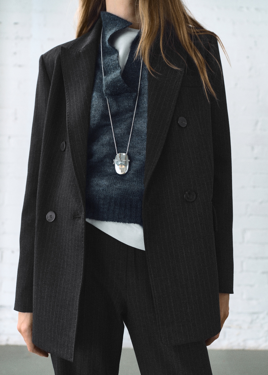 Pinstripe suit blazer