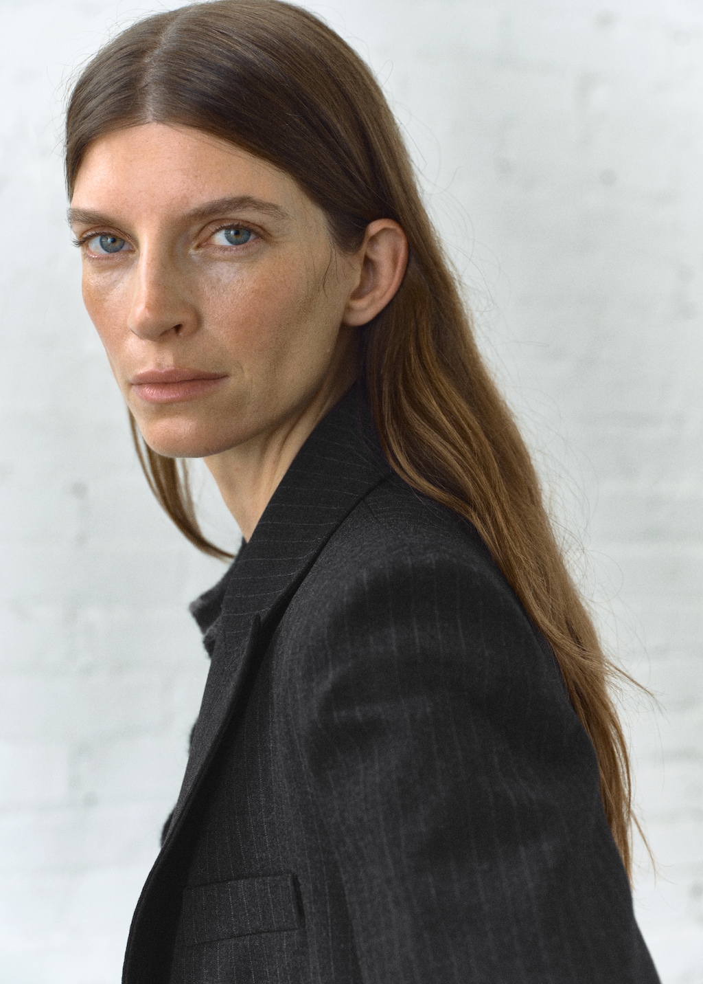 Pinstripe suit blazer