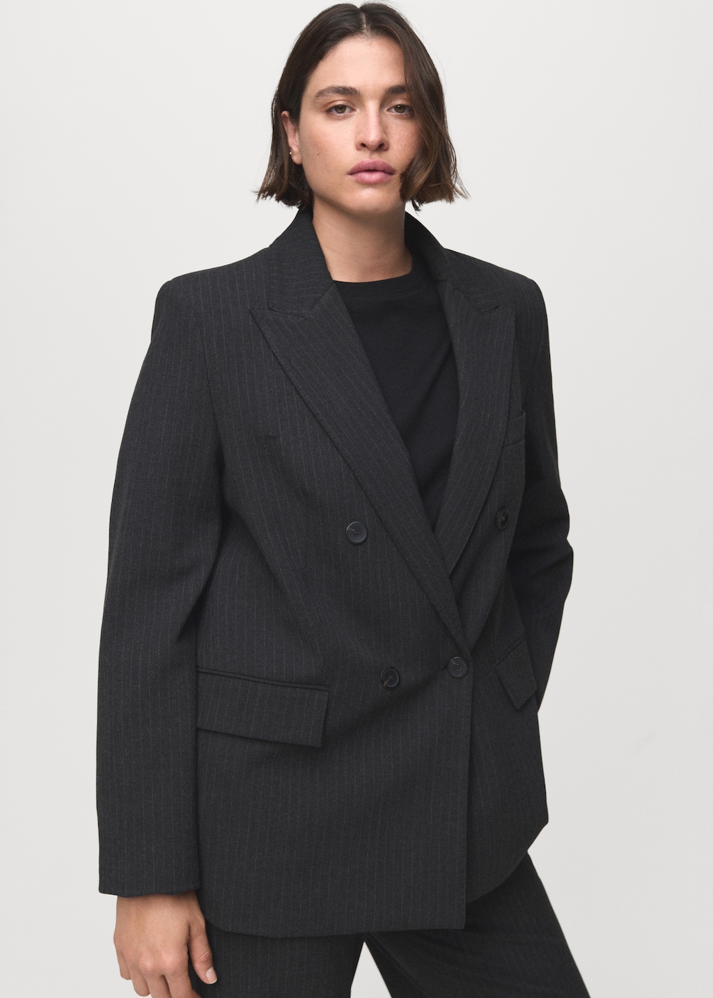 Pinstripe suit blazer