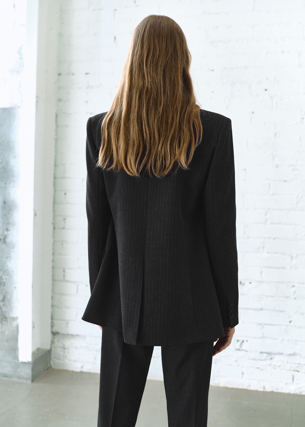 Pinstripe suit blazer