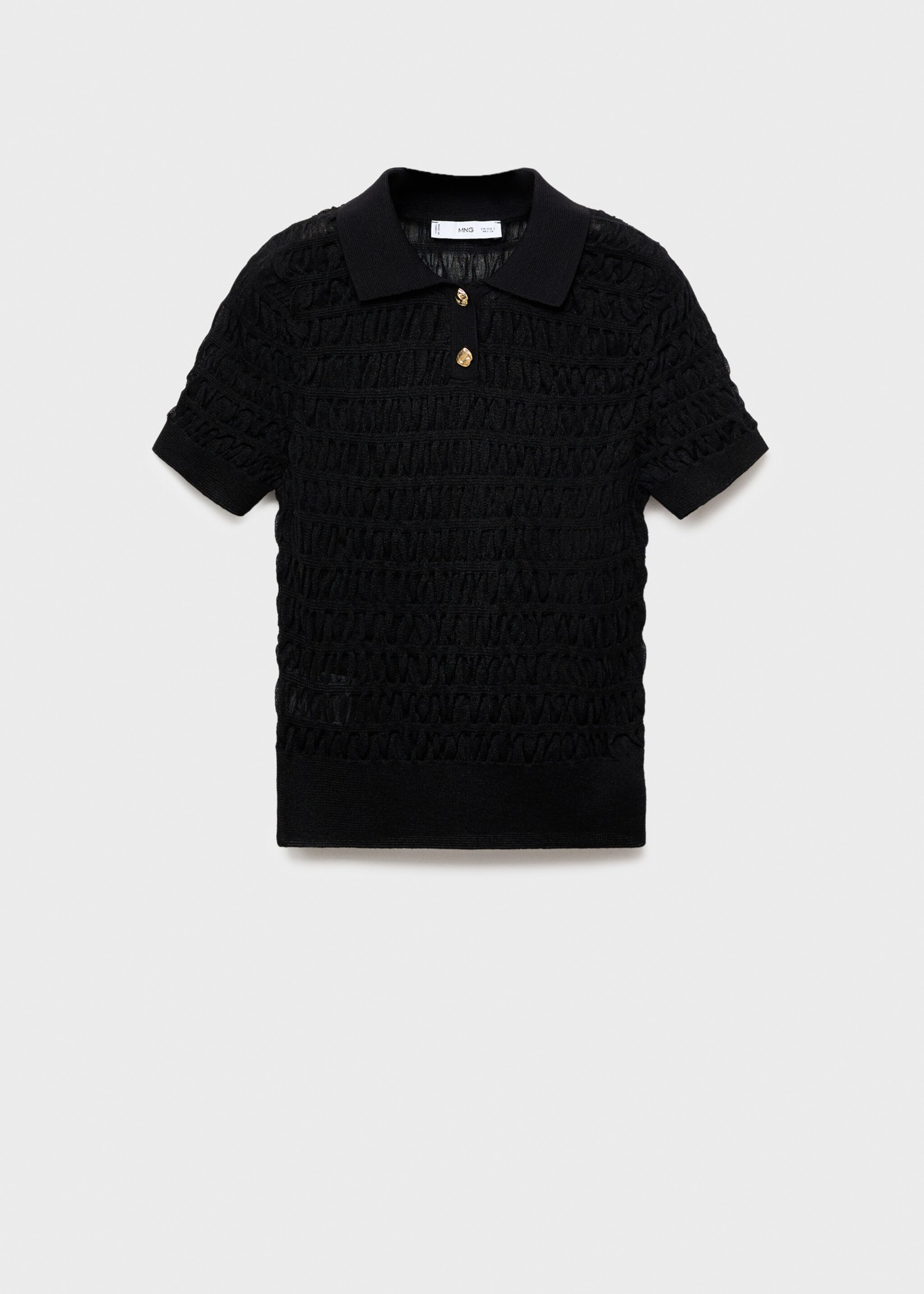 Polo-neck textured sweater - Article without model, Black. Ref: 17065824-00.