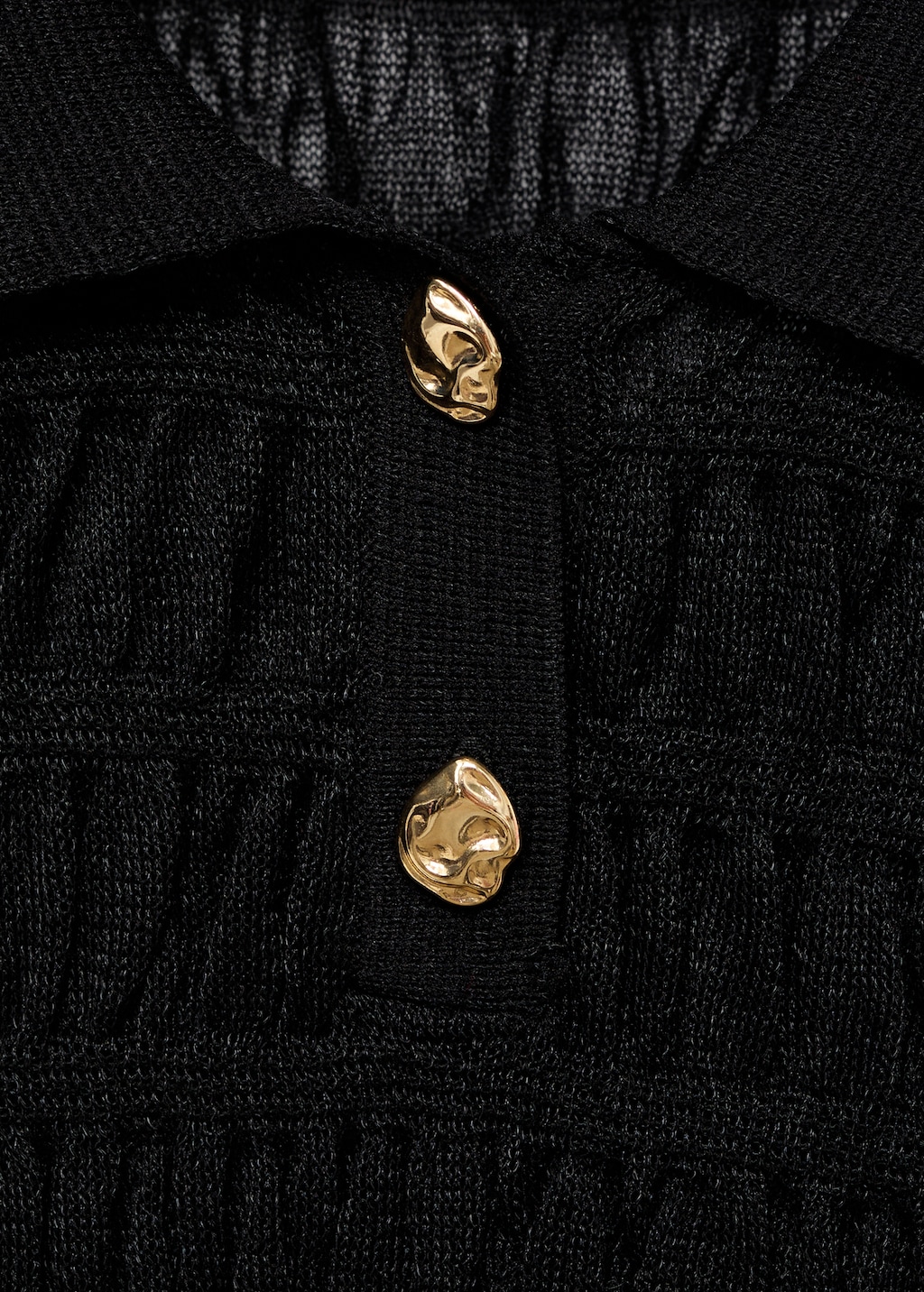 Polo-neck textured sweater