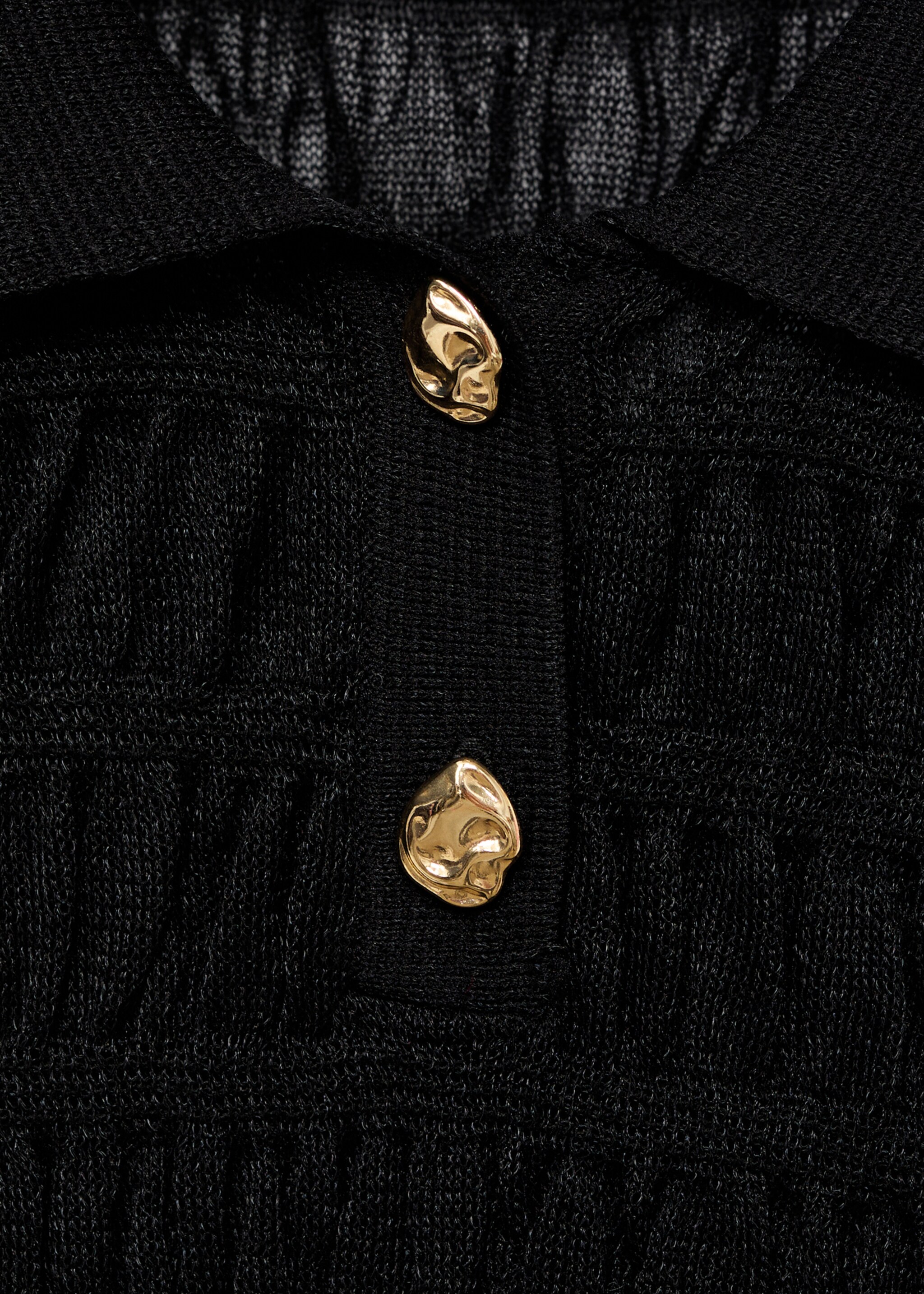 Polo-neck textured sweater - Details of the article 0, Black. Ref: 17065824-00.