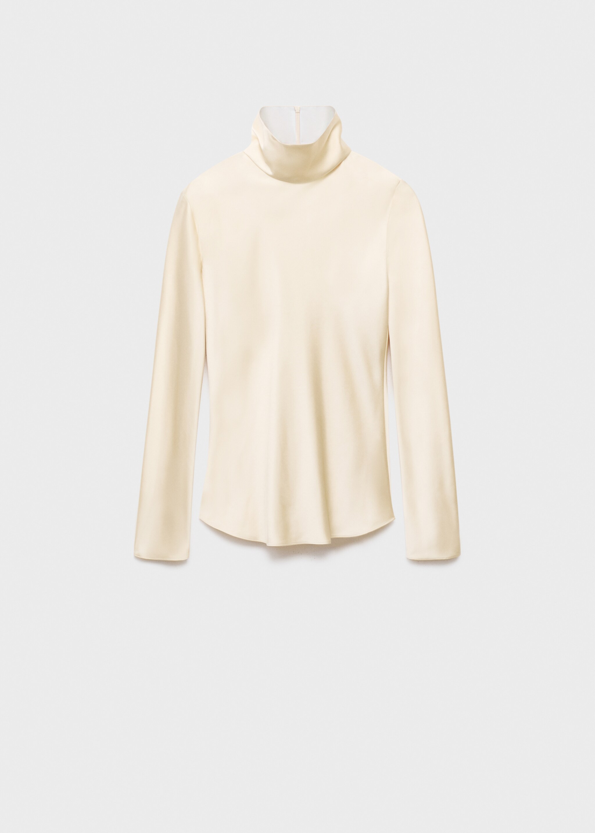 High-neck satin blouse - Article without model, Ecru. Ref: 17065825-00.