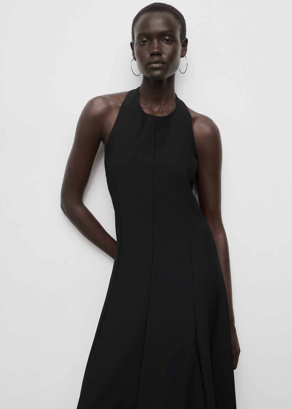 Halter-neck pleated dress