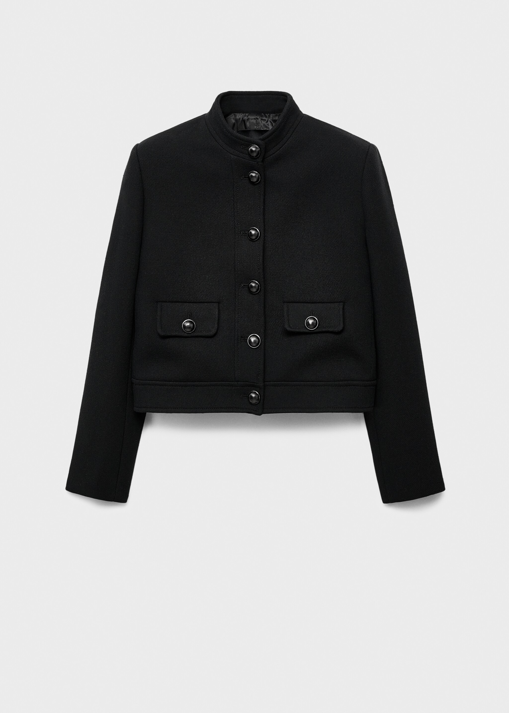 Jacket with jewel-button strip collar - Article without model, Black. Ref: 17065829-00.