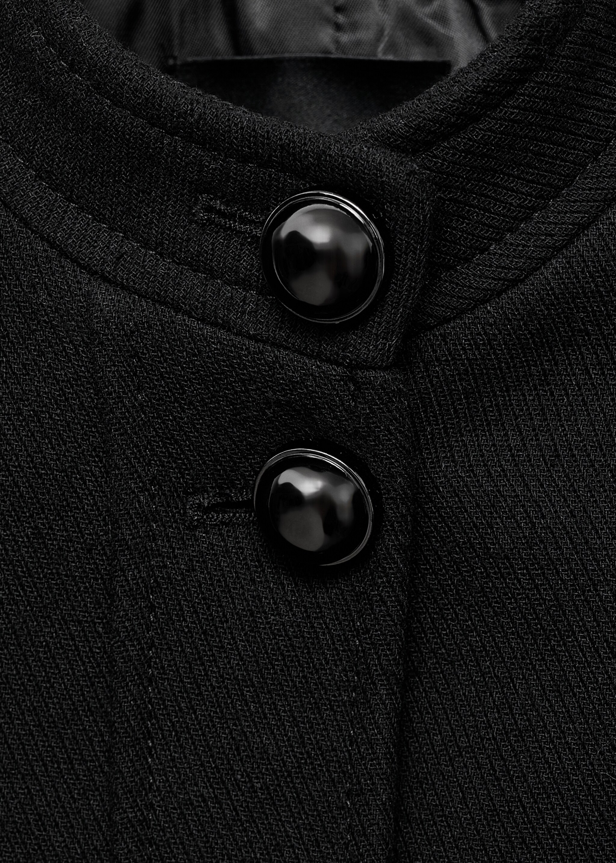 Jacket with jewel-button strip collar - Details of the article 0, Black. Ref: 17065829-00.