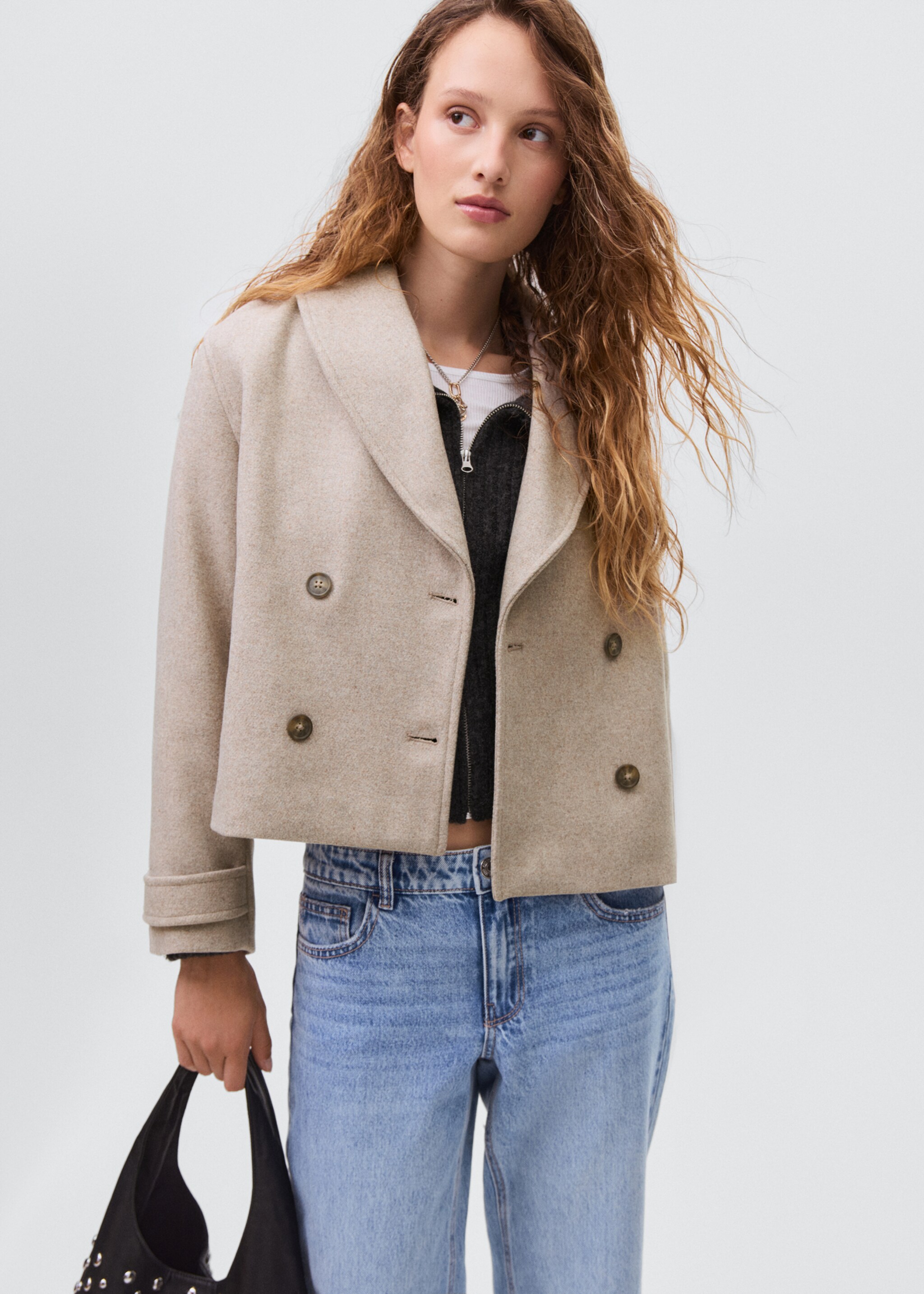 Wool fabric coat - Medium plane, Ecru. Ref: 17065967-00.
