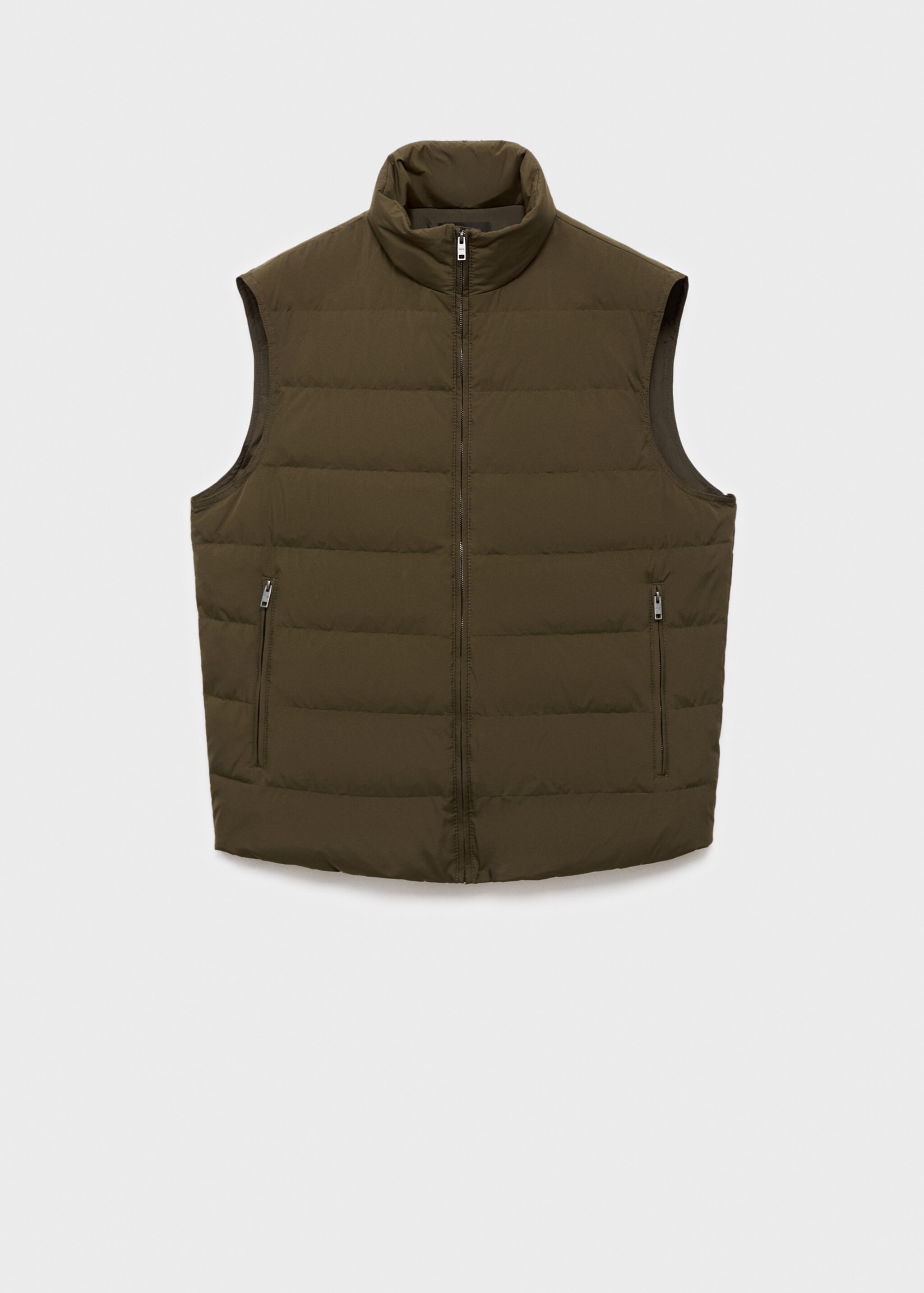 Gilet matelassé rembourrage duvet et plumes - Article sans modèle, Olive. Ref: 17065968-00.