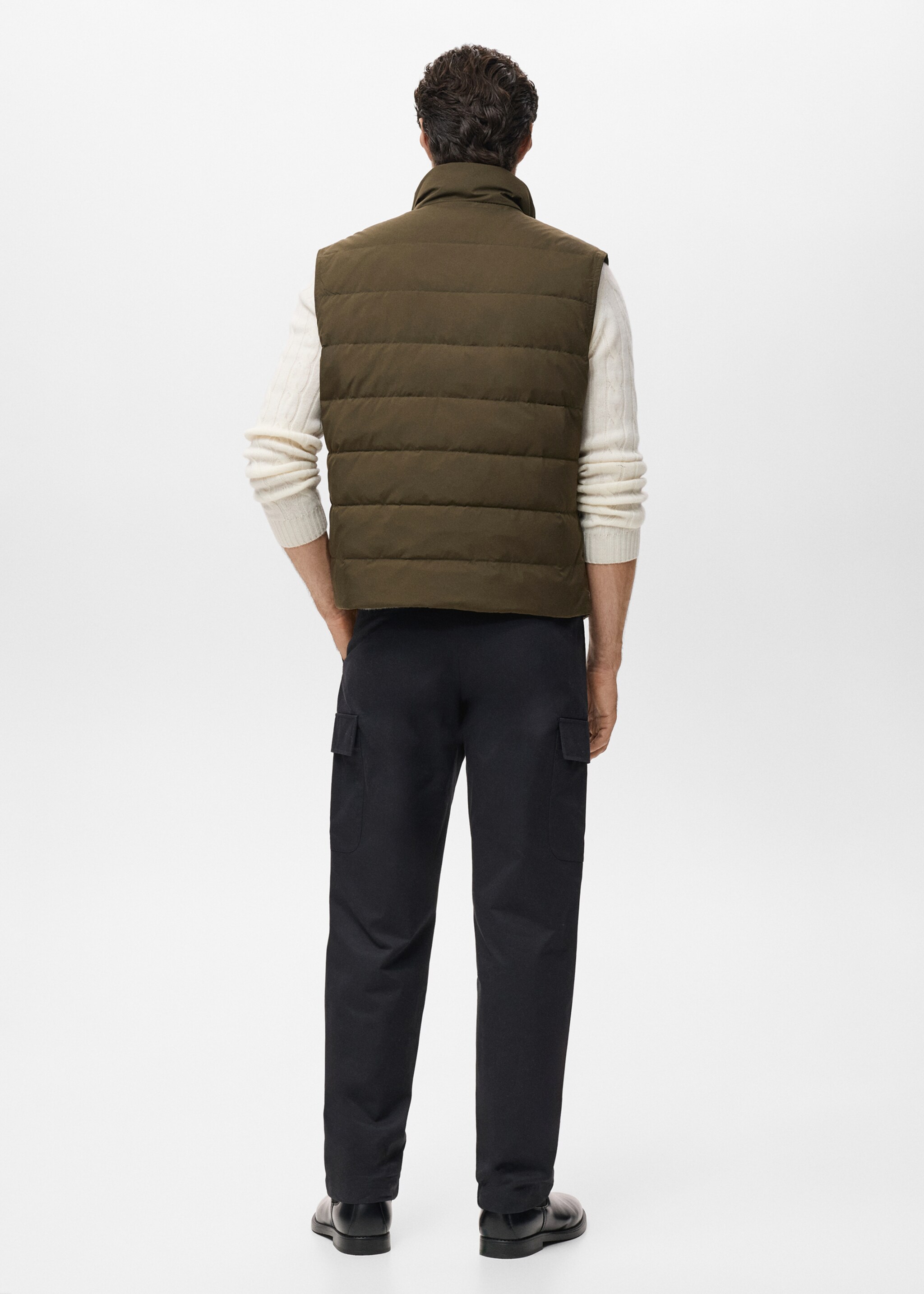 Gilet matelassé rembourrage duvet et plumes - Verso de l’article, Olive. Ref: 17065968-00.