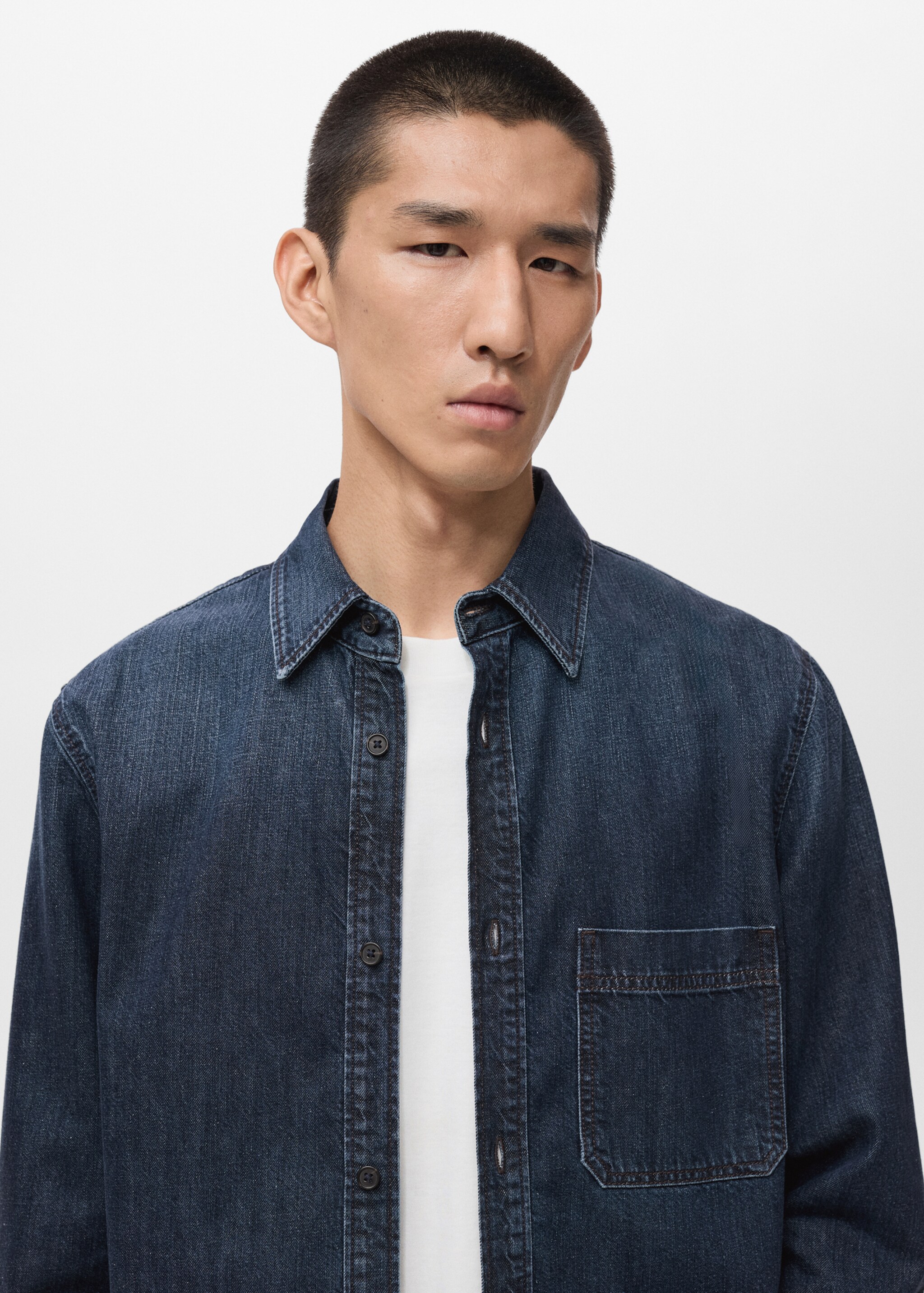 Overshirt din denim cu buzunar - Detaliu al articolului 1, Albastru foarte deschis. Ref: 17065971-00.