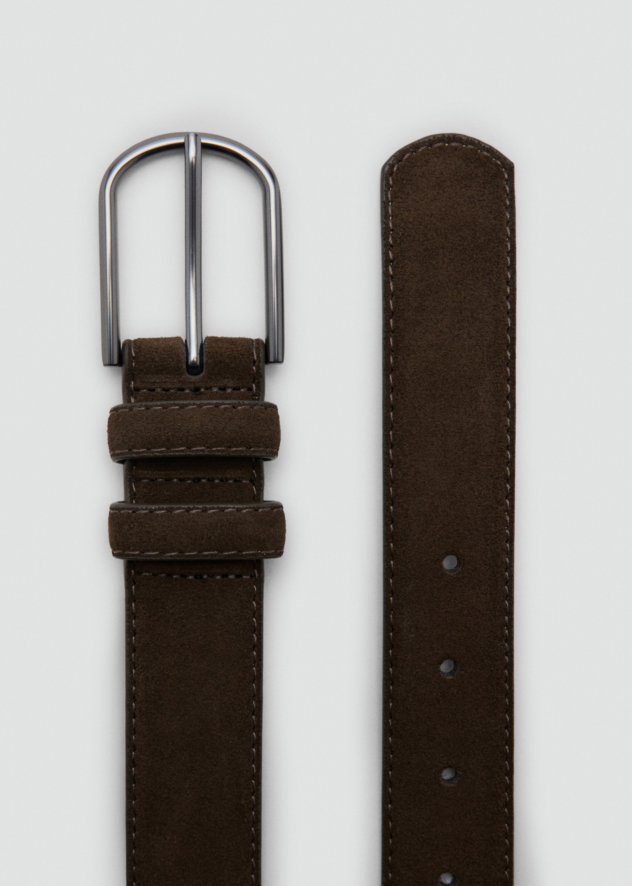 Suede leather belt - Medium plane, Brown. Ref: 17065974-00.