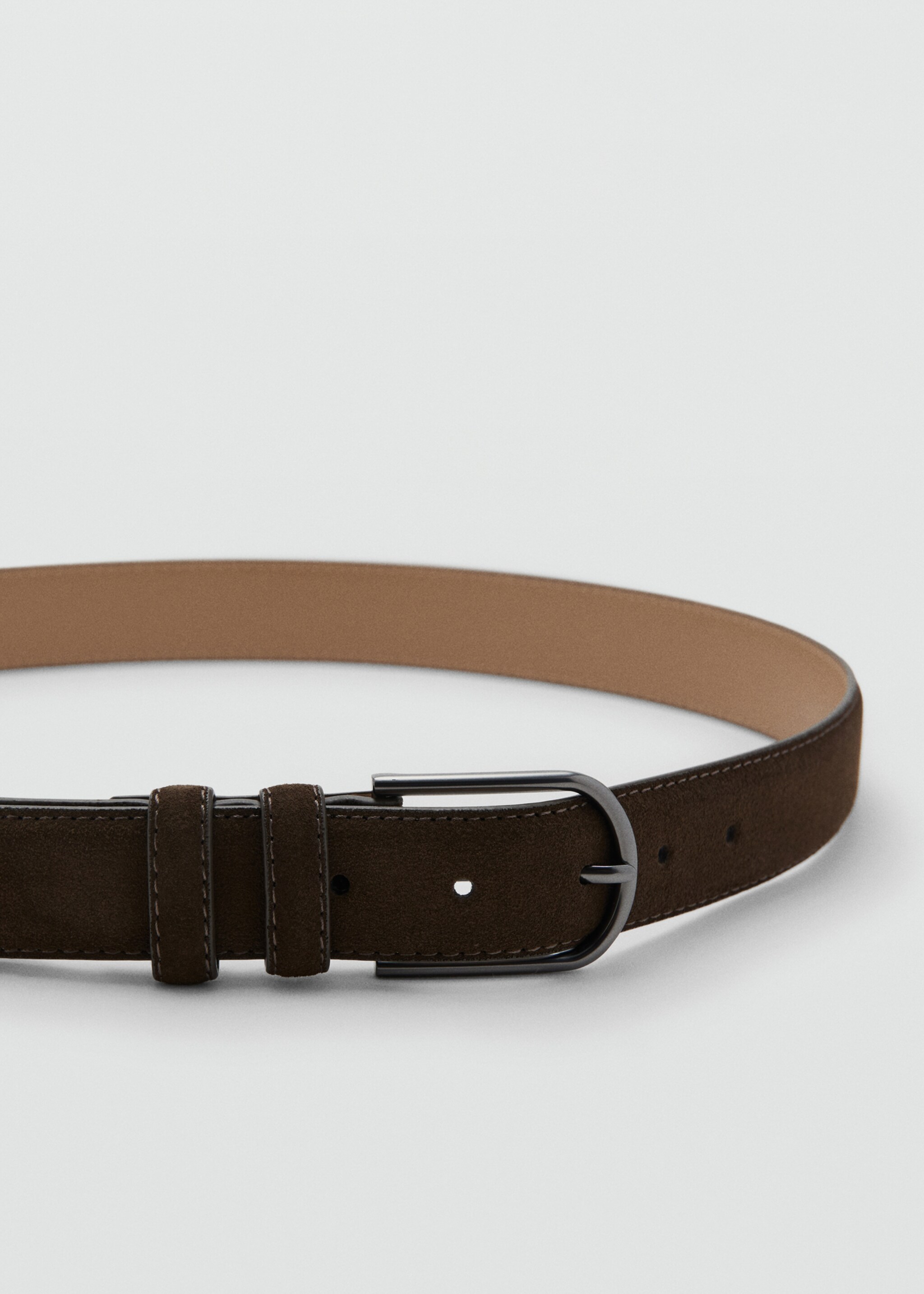 Suede leather belt - Details of the article 1, Brown. Ref: 17065974-00.