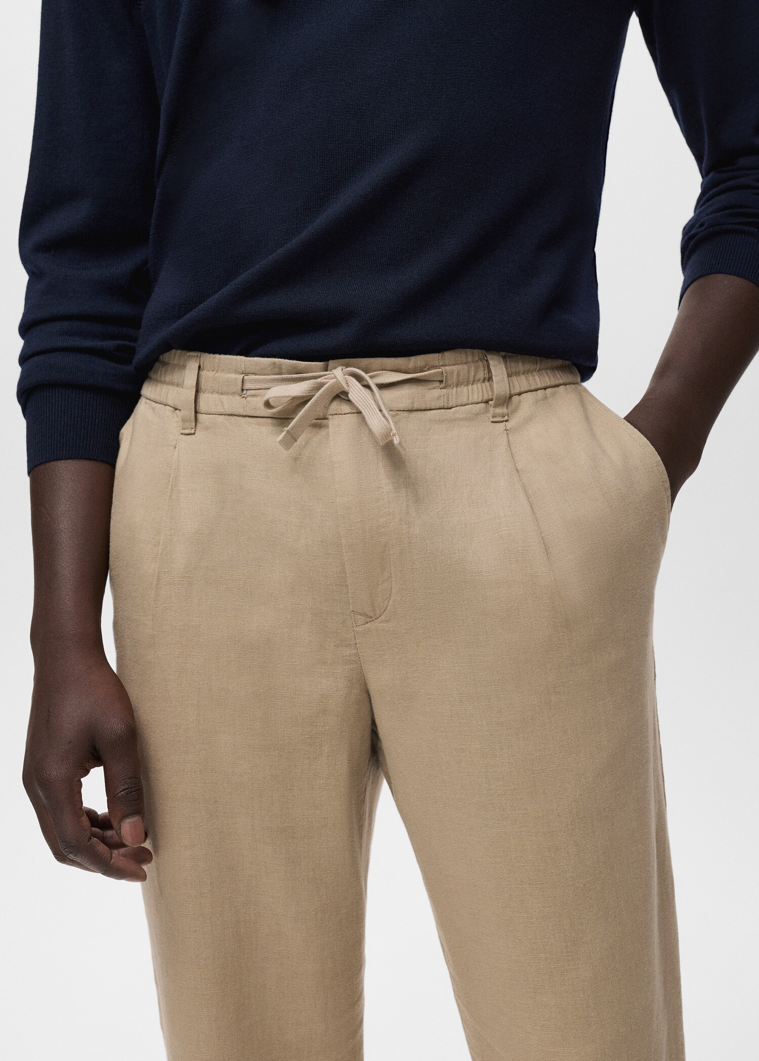 Παντελόνι slim fit λινό κορδόνι - Λεπτομέρεια του προϊόντος 1
