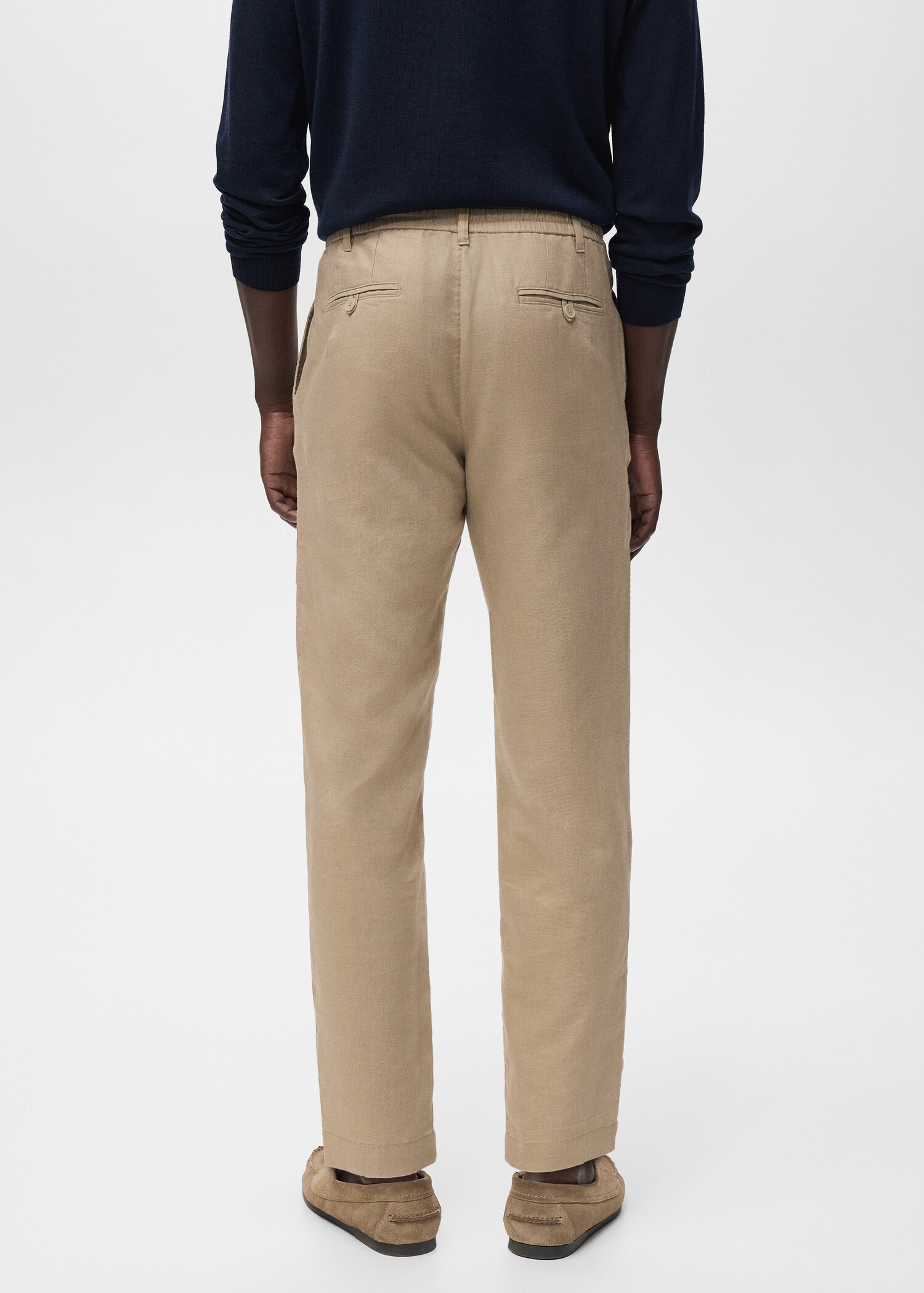 Παντελόνι slim fit λινό κορδόνι - Πίσω όψη προϊόντος