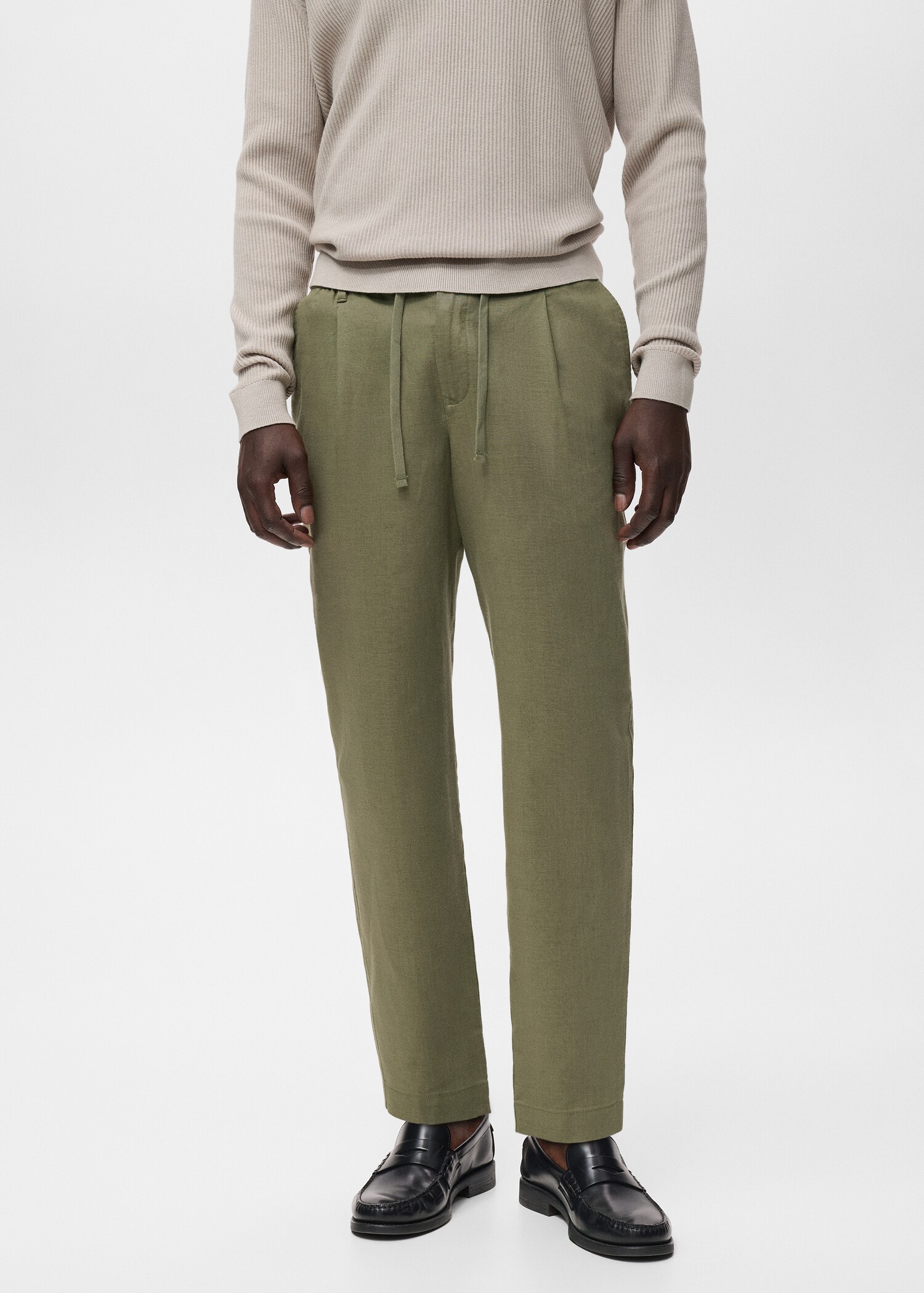 Παντελόνι slim fit λινό κορδόνι - Μεσαίο πλάνο