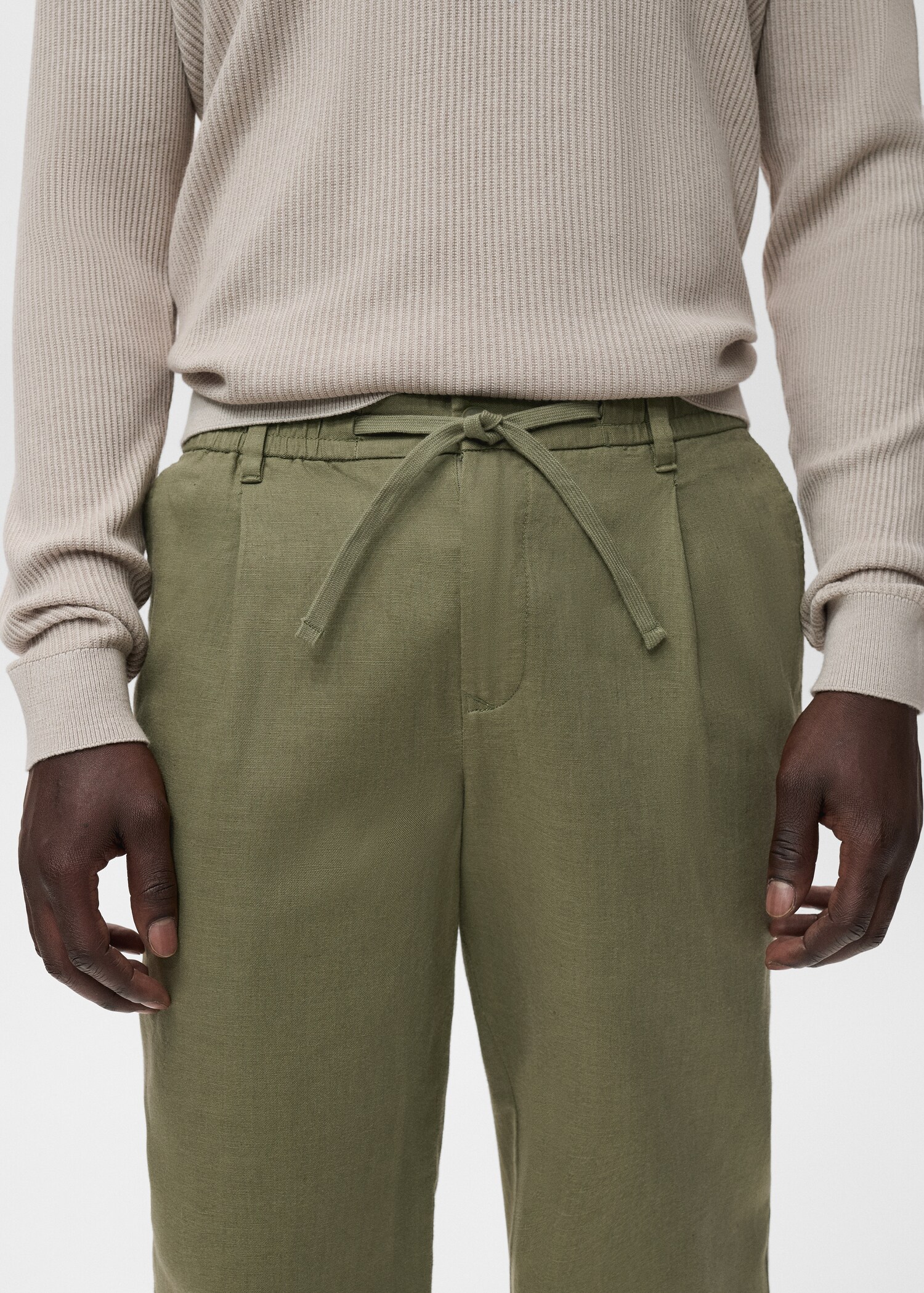 Παντελόνι slim fit λινό κορδόνι - Λεπτομέρεια του προϊόντος 1