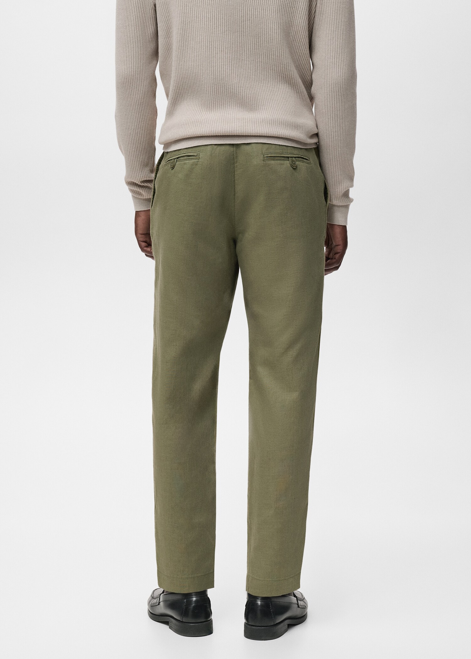Παντελόνι slim fit λινό κορδόνι - Πίσω όψη προϊόντος