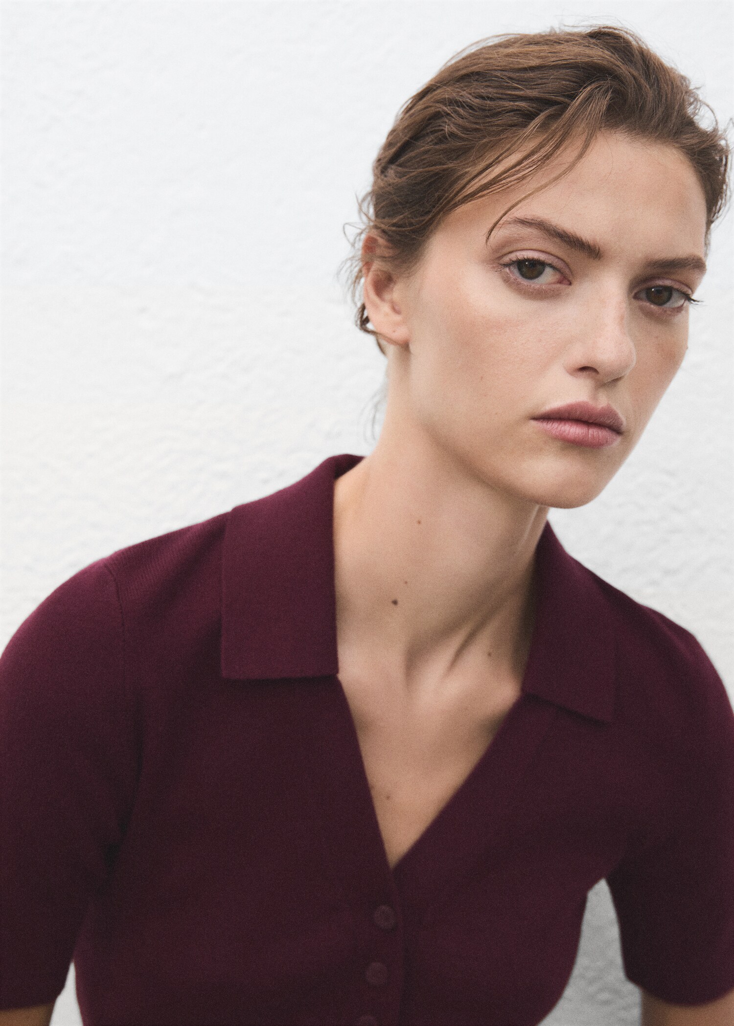 Fine-knit sweater with shirt collar - Details of the article 1