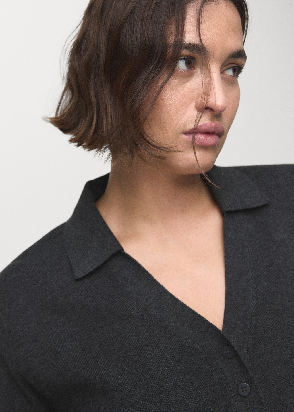 Mango Fine-knit sweater with shirt collar