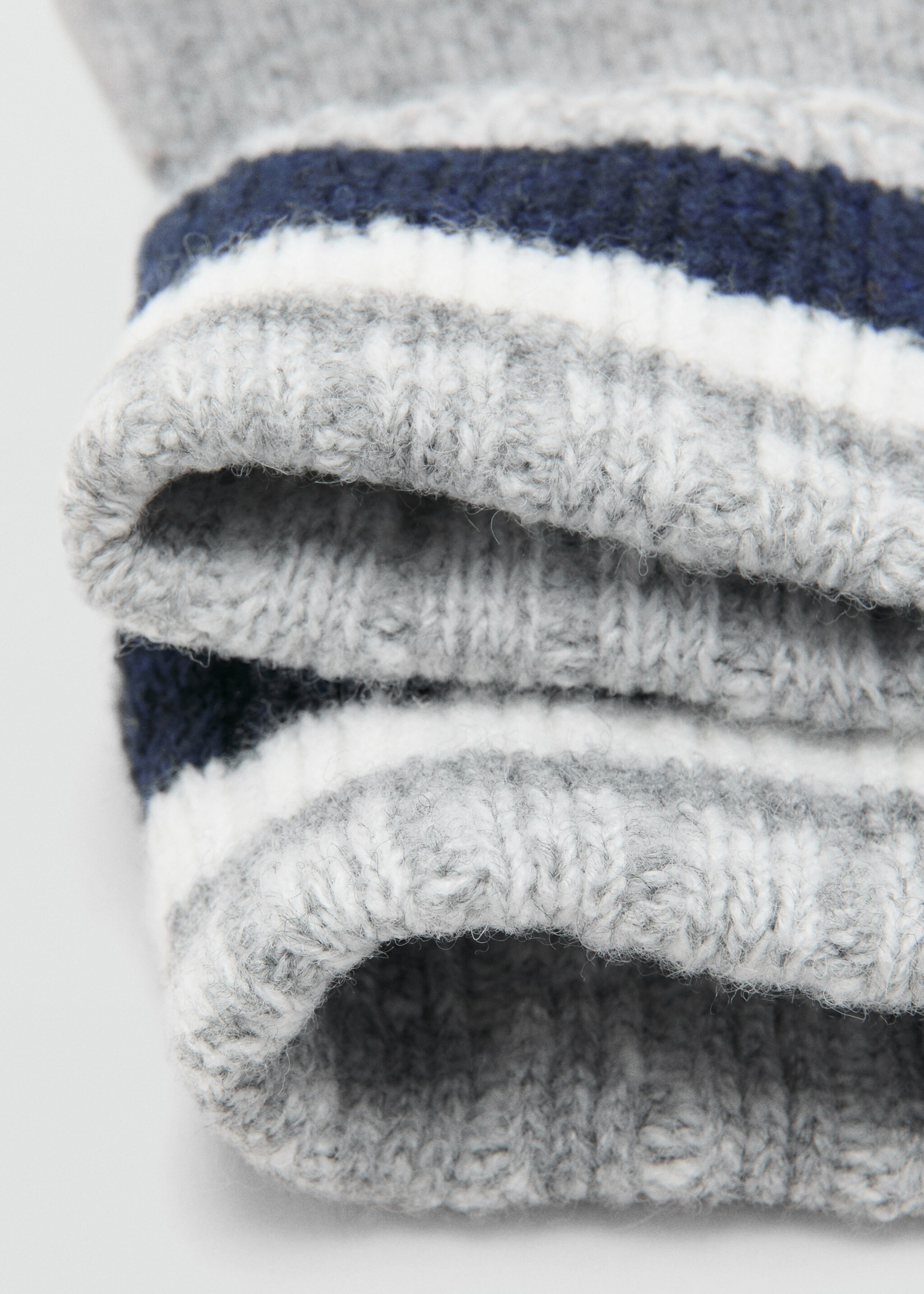 Striped knit gloves - Medium plane, Grey. Ref: 17065984-00.