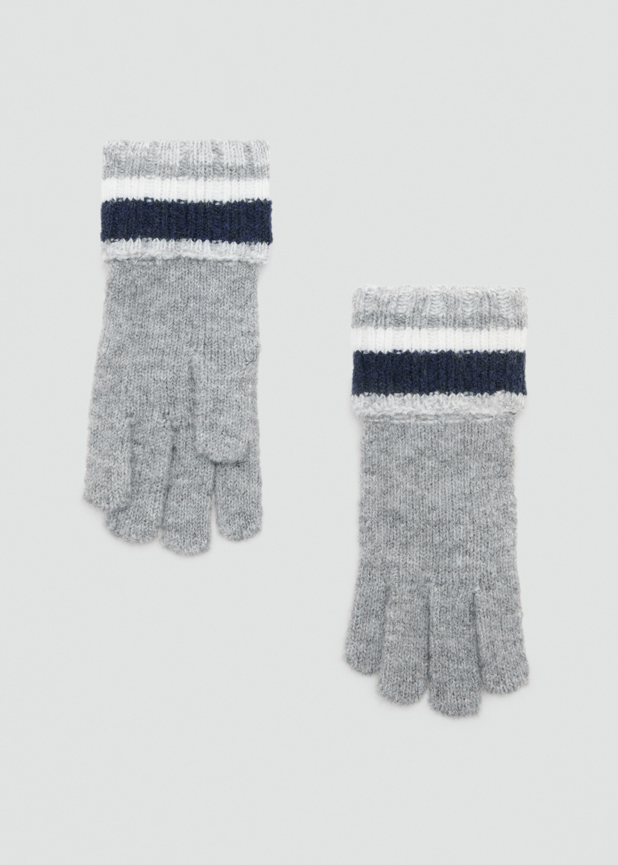 Striped knit gloves - Article without model, Grey. Ref: 17065984-00.