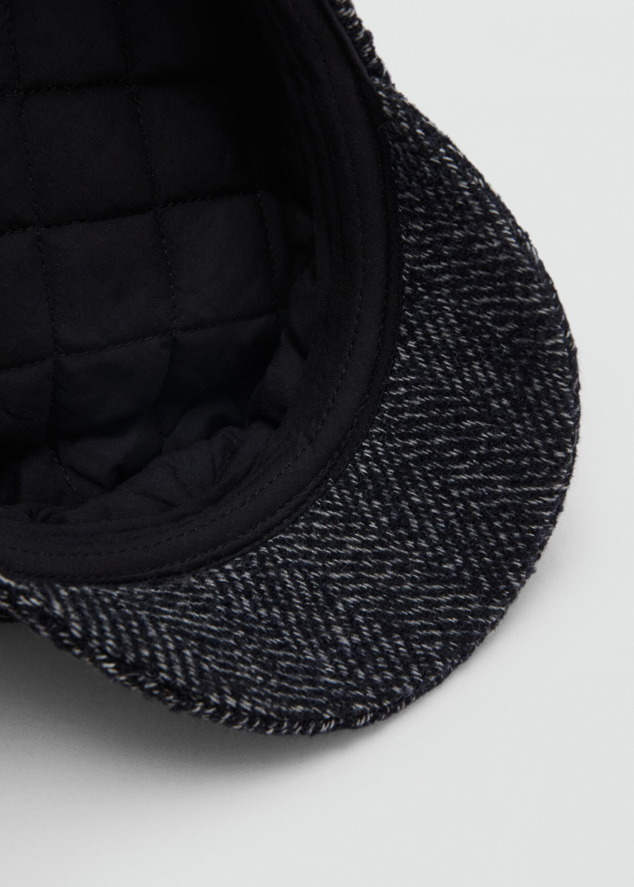 Wool-blend baker boy cap - Details of the article 2, Navy. Ref: 17065988-00.