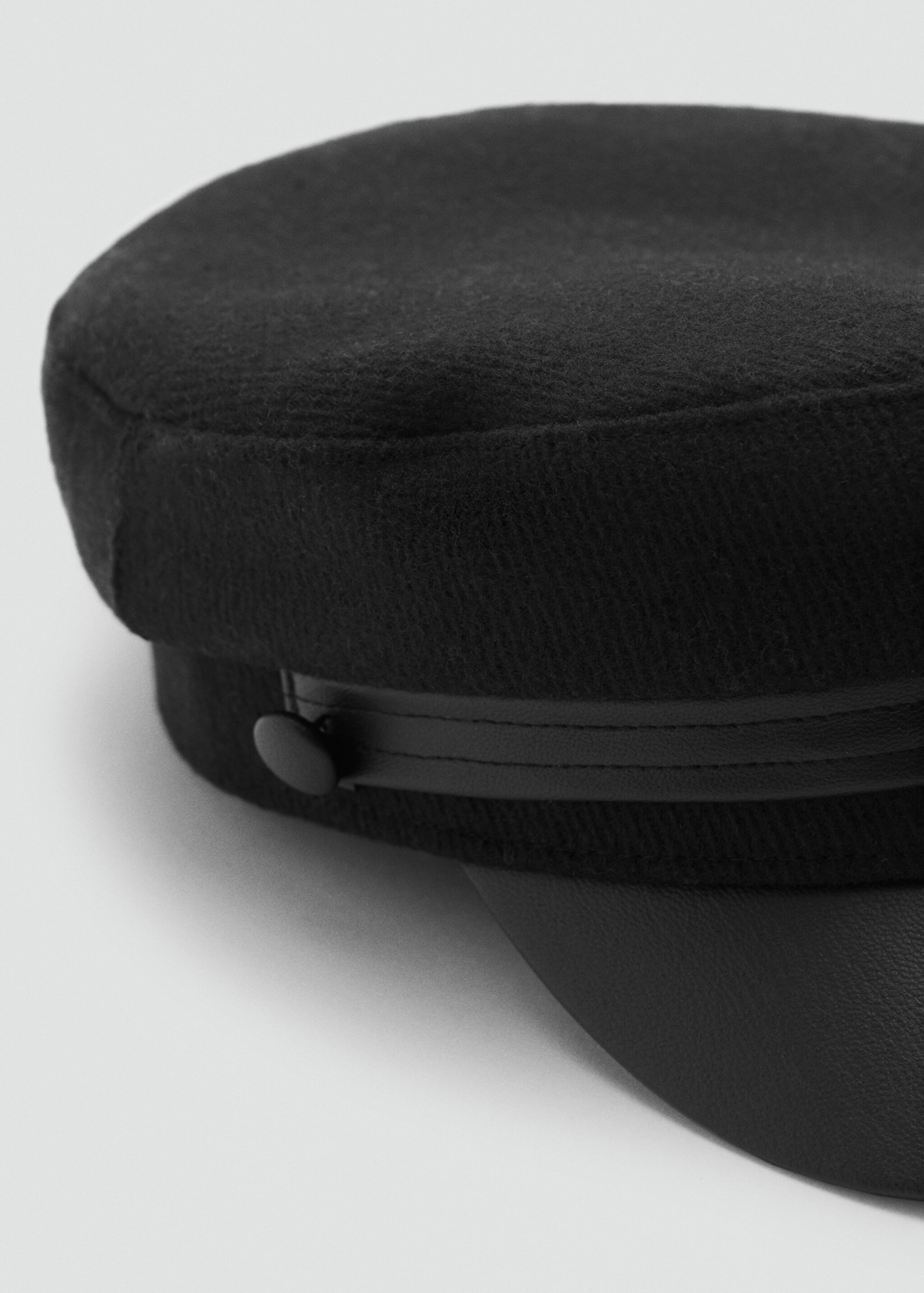 Wool-blend baker boy cap - Details of the article 1, Black. Ref: 17065991-00.