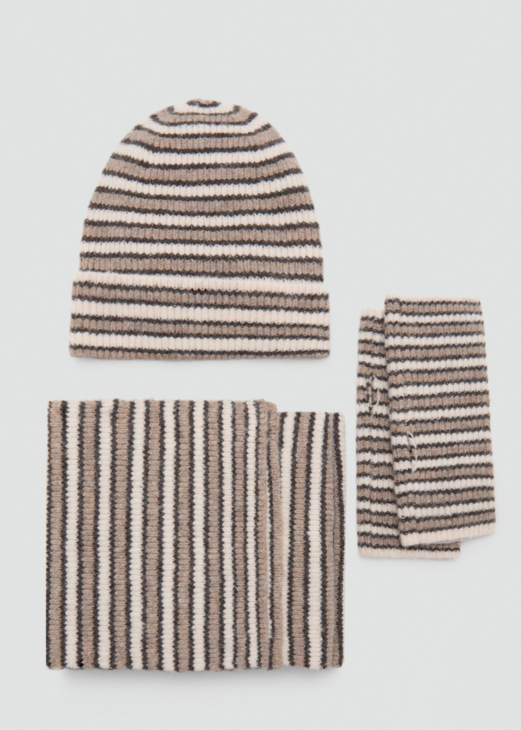 Striped knit hat - Details of the article 2, Brown. Ref: 17065995-00.