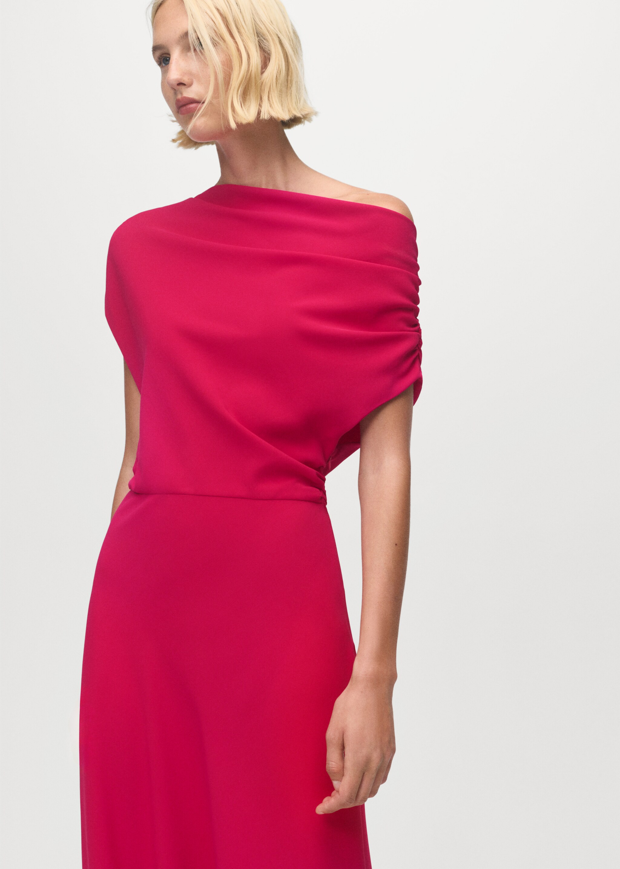 Asymmetrical midi-dress - Medium plane, Fuchsia. Ref: 17065998-00.
