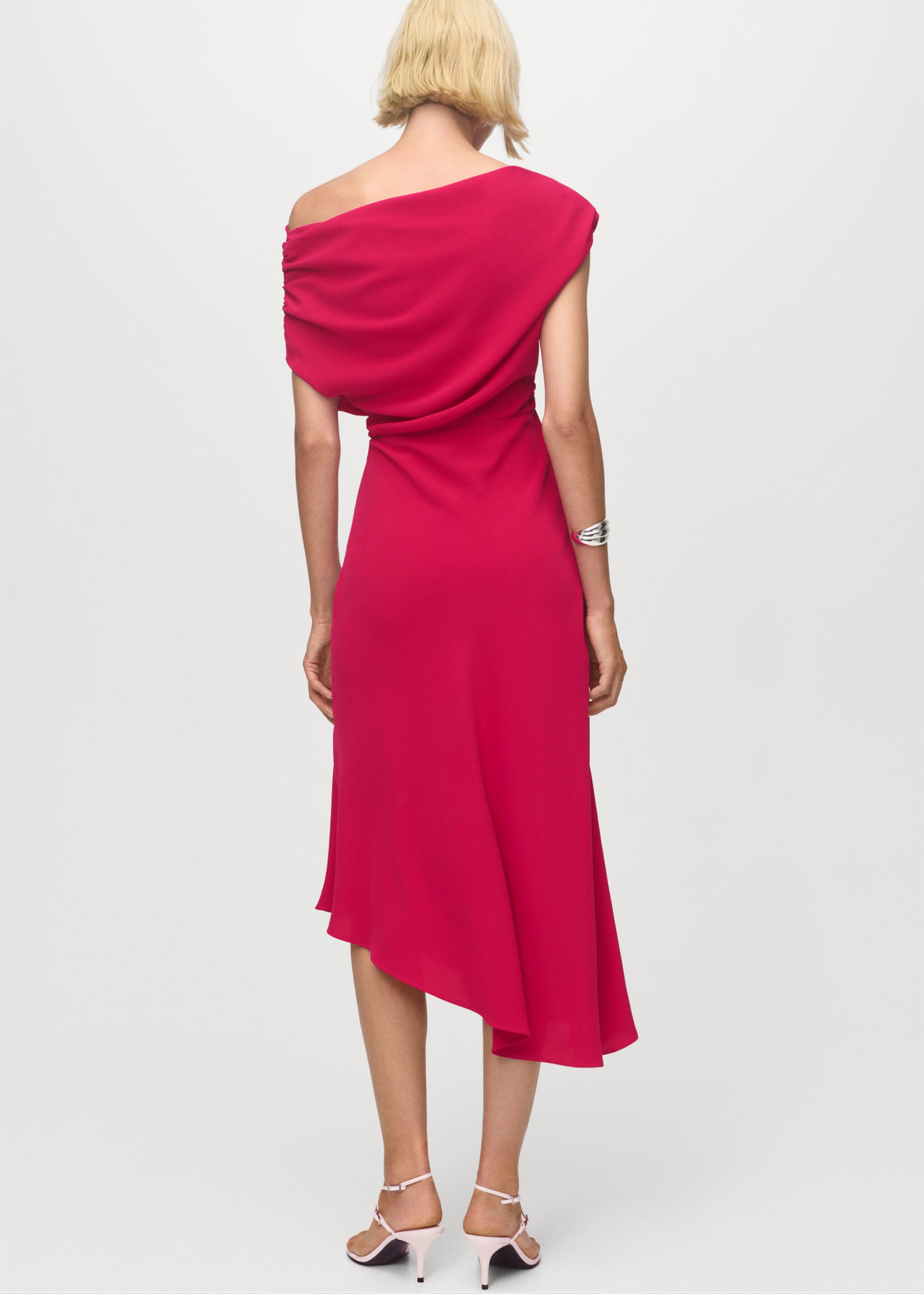 Asymmetrical midi-dress - Reverse of the article, Fuchsia. Ref: 17065998-00.