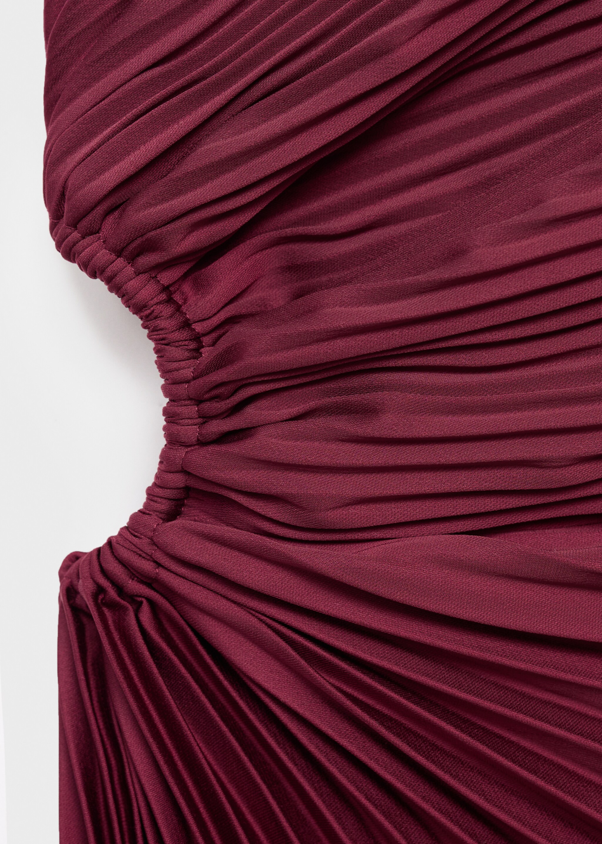 Asymmetrical pleated dress with opening - Details of the article 8, Purple. Ref: 17065999-00.