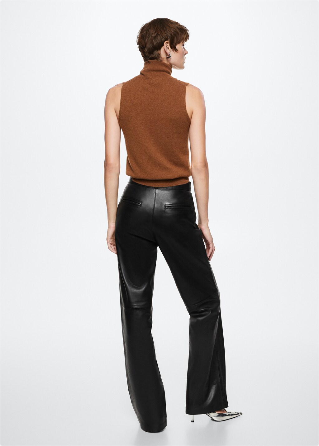 Pantalon cuir taille haute