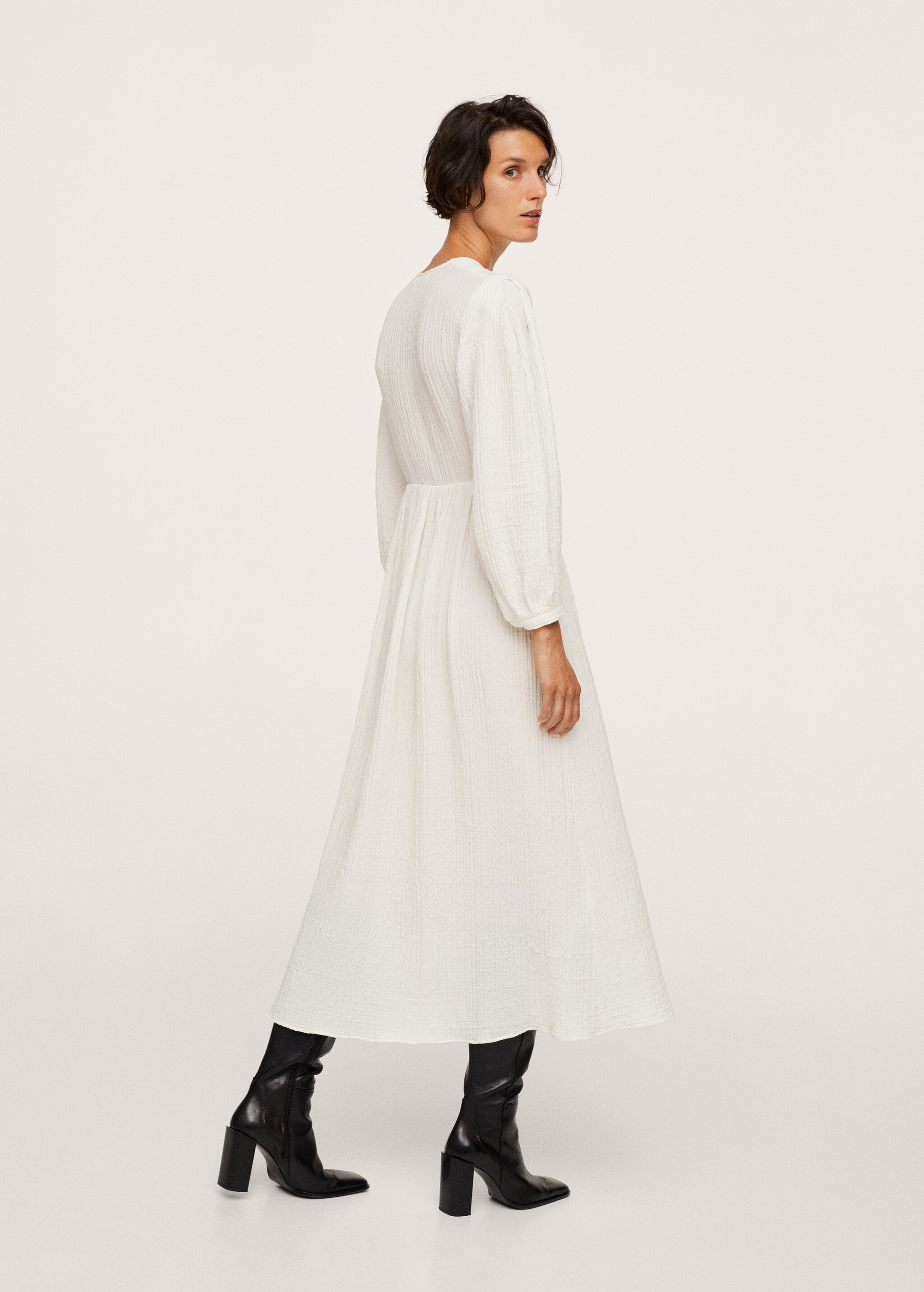 Φόρεμα ανάγλυφο βαμβακερό - Πίσω όψη προϊόντος