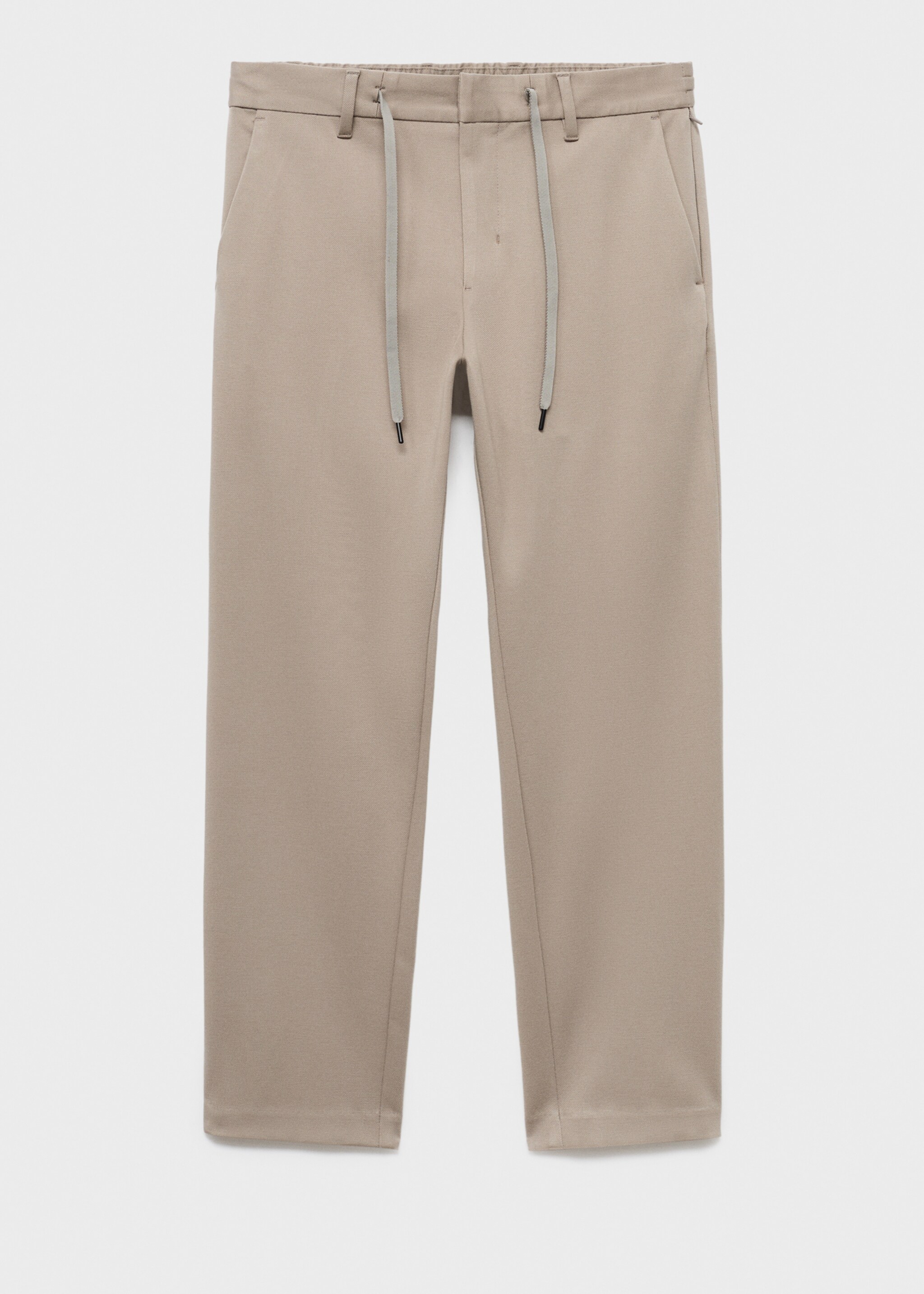 Stretch fabric slim-fit trousers with drawstring - Article without model, Light/Pastel Grey. Ref: 17066326-00.