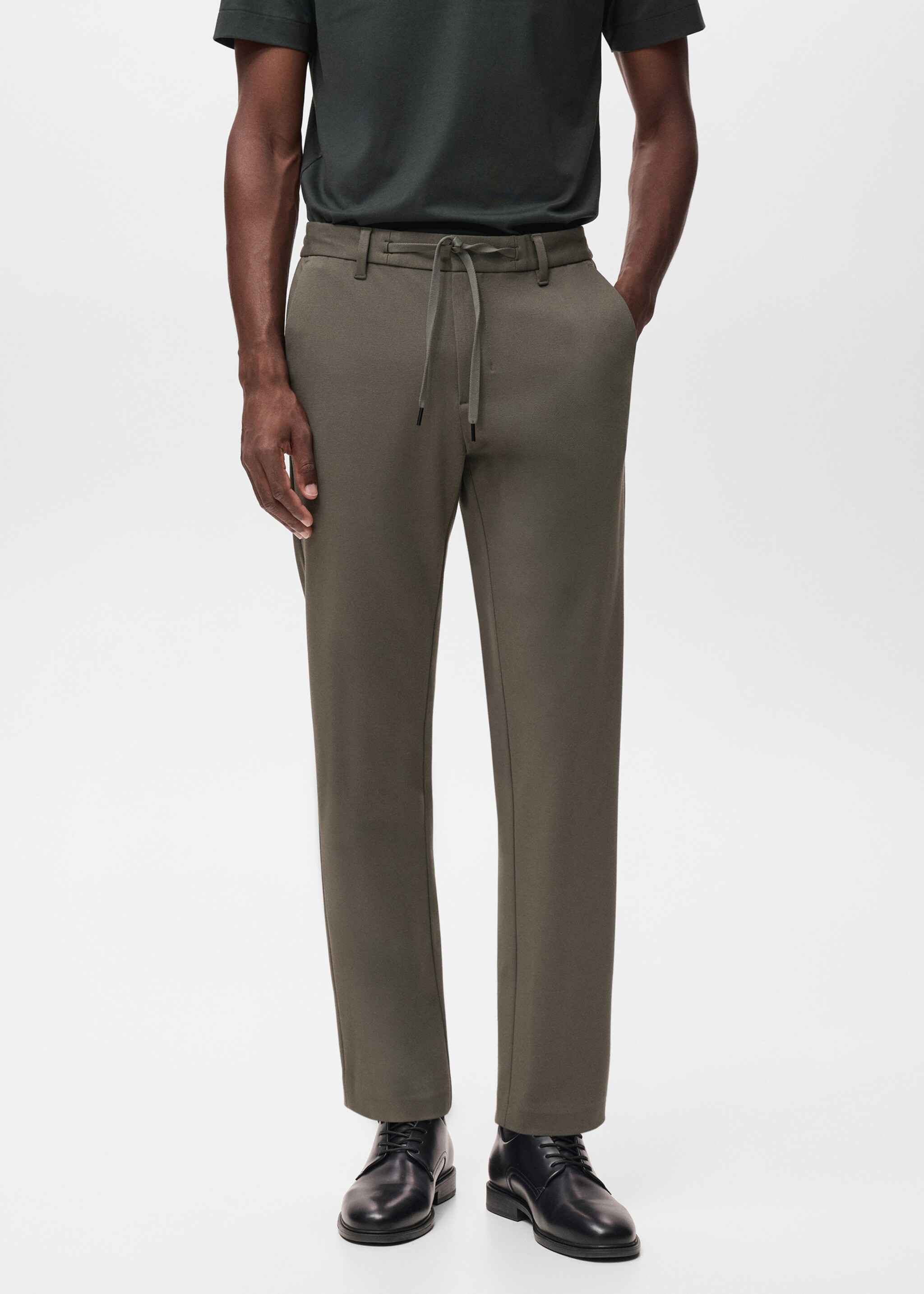 Pantalon slim-fit comfort stretch cordon - Plan moyen, Marron moyen. Ref: 17066326-00.