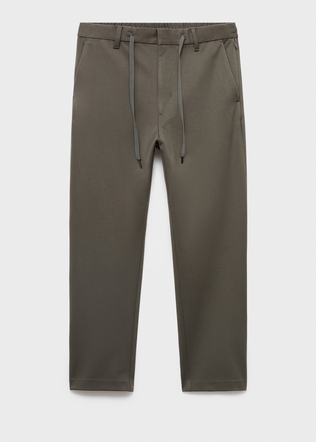 Stretch fabric slim-fit pants with drawstring
