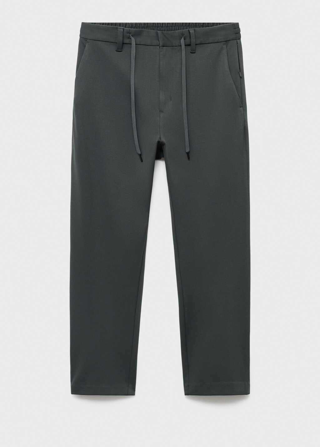 Stretch fabric slim-fit pants with drawstring