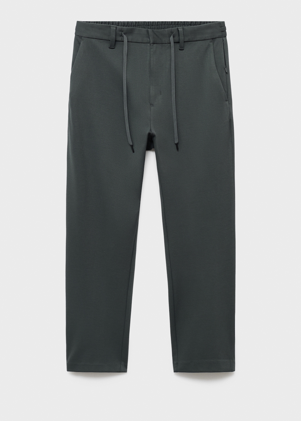 Stretch fabric slim-fit pants with drawstring