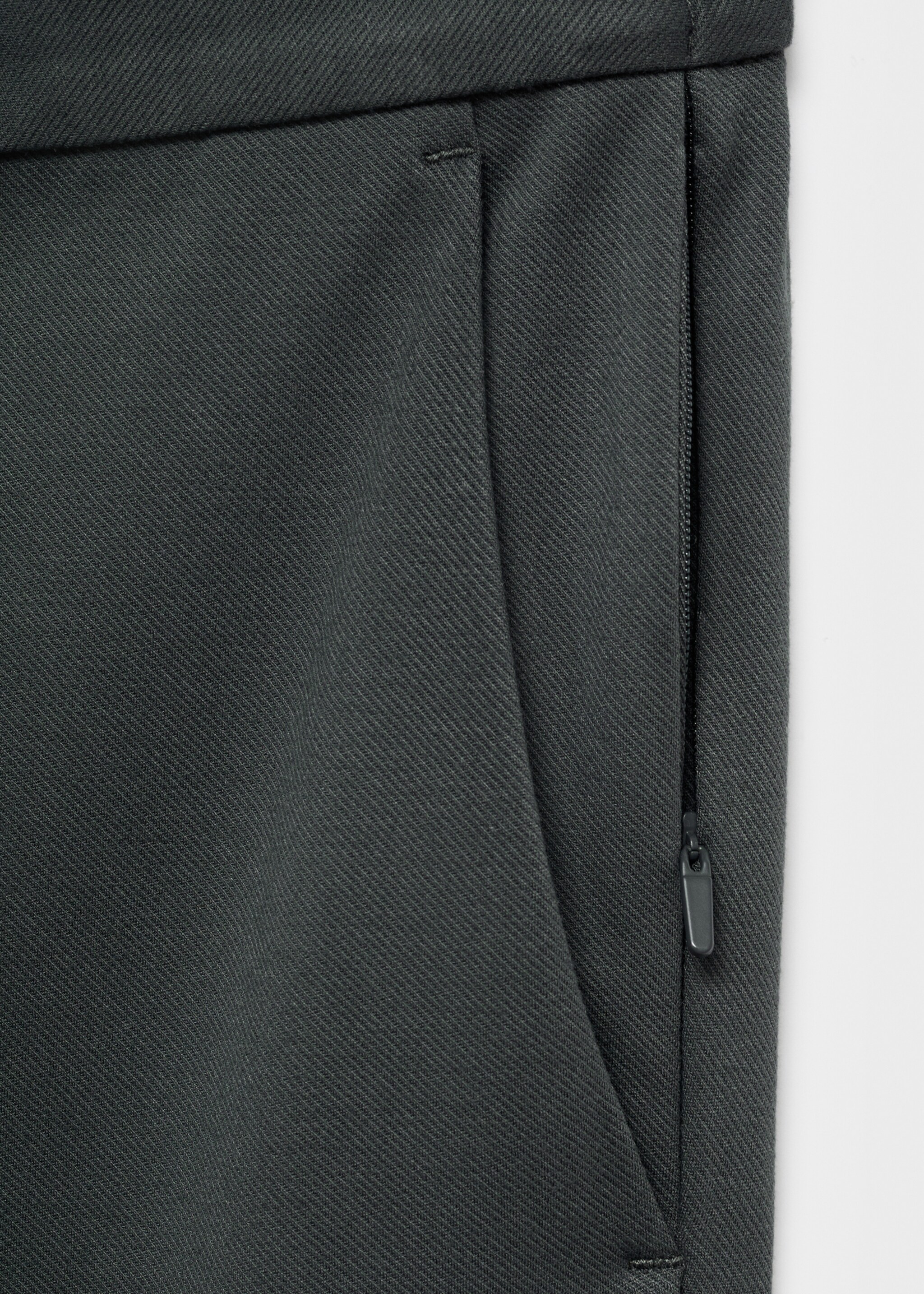 Stretch fabric slim-fit trousers with drawstring - Details of the article 0, Dark Green. Ref: 17066326-00.