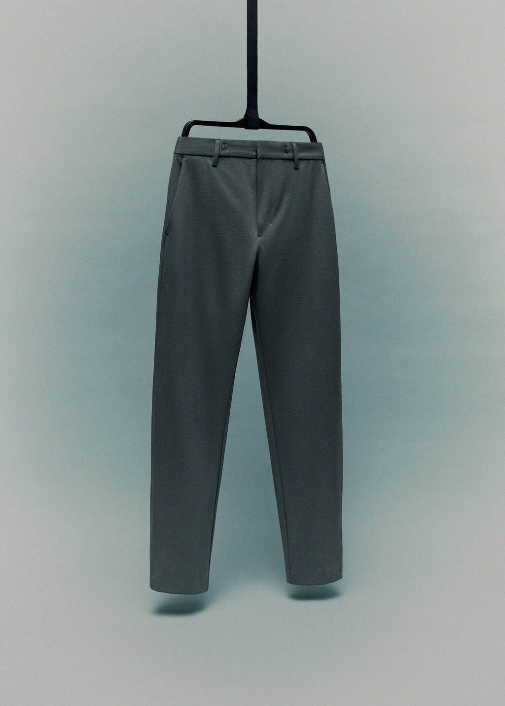 Stretch fabric slim-fit pants with drawstring