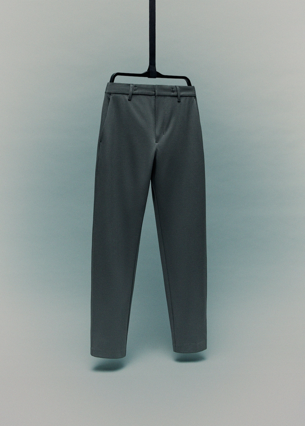Stretch fabric slim-fit pants with drawstring