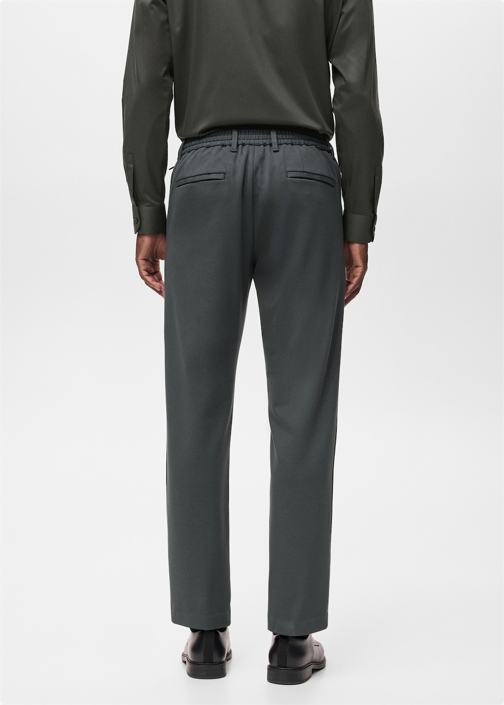 Stretch fabric slim-fit pants with drawstring