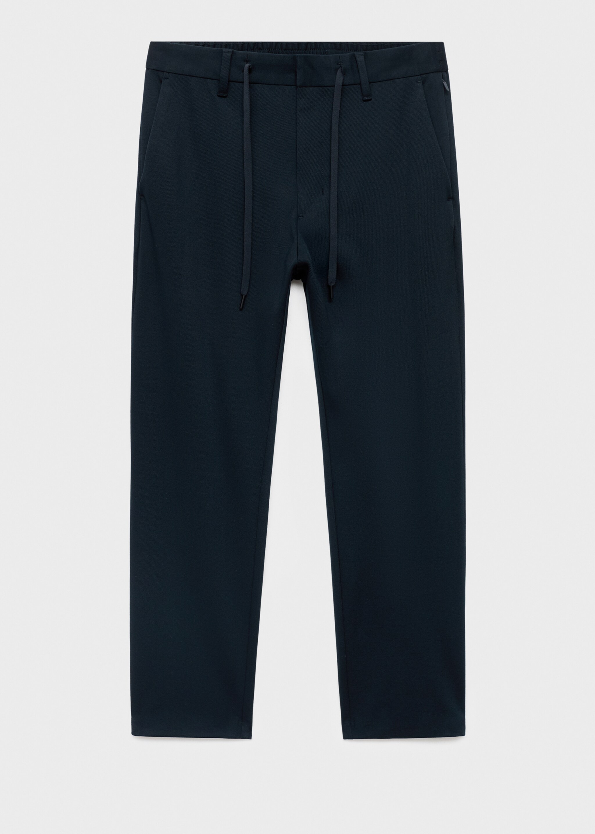 Stretch fabric slim-fit trousers with drawstring - Article without model, Navy. Ref: 17066326-00.