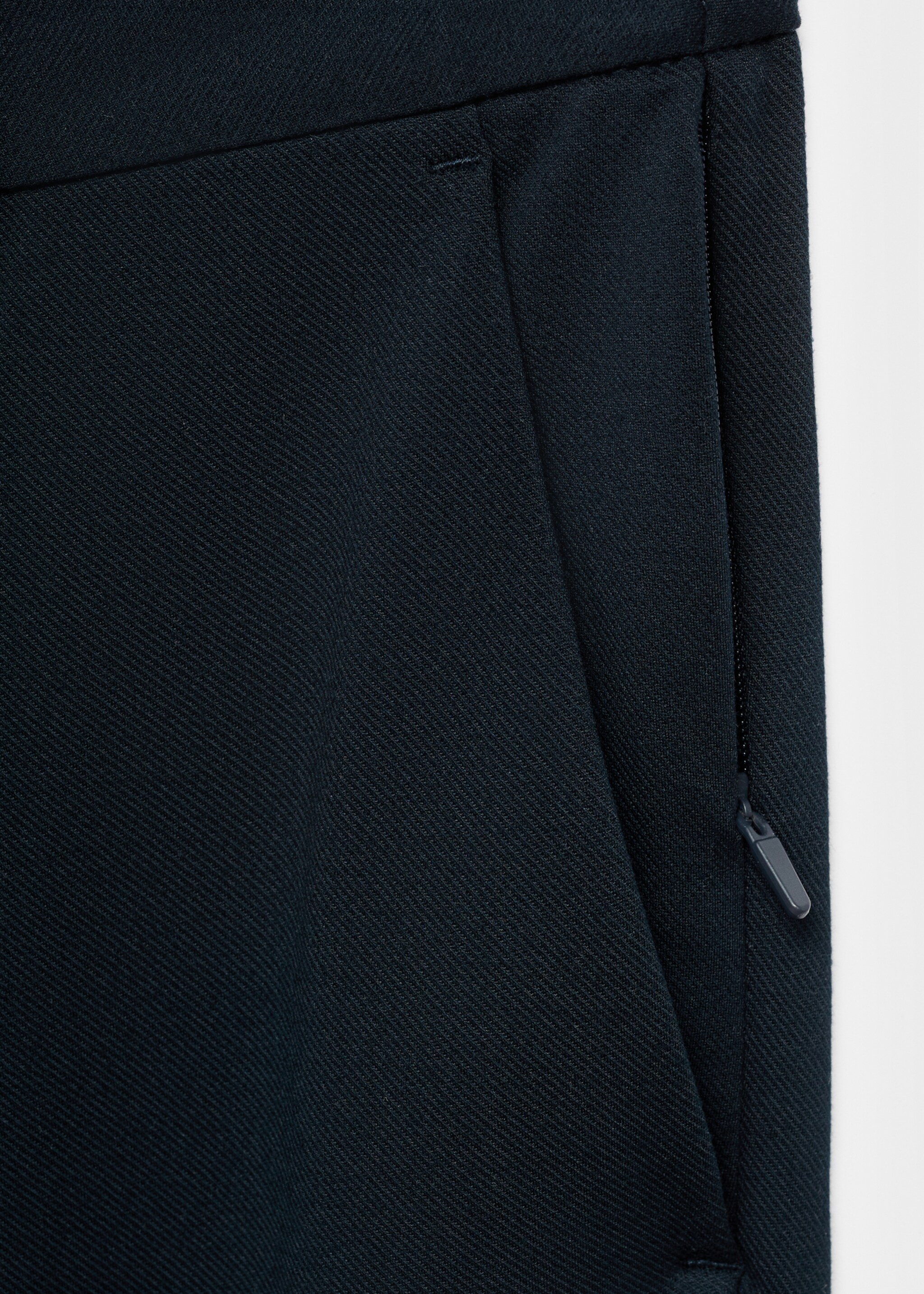 Stretch fabric slim-fit trousers with drawstring - Details of the article 0, Navy. Ref: 17066326-00.