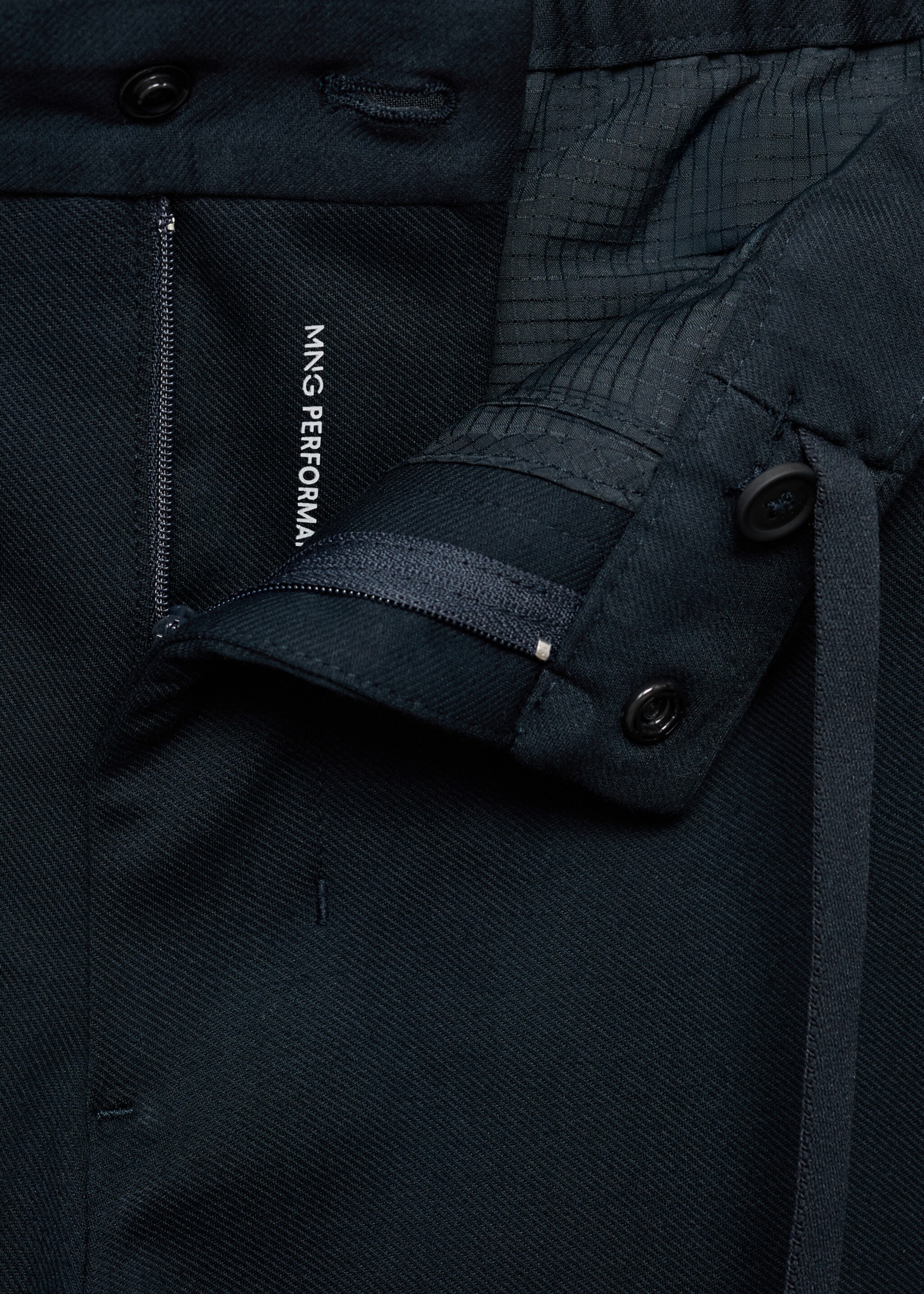 Stretch fabric slim-fit trousers with drawstring - Details of the article 8, Navy. Ref: 17066326-00.